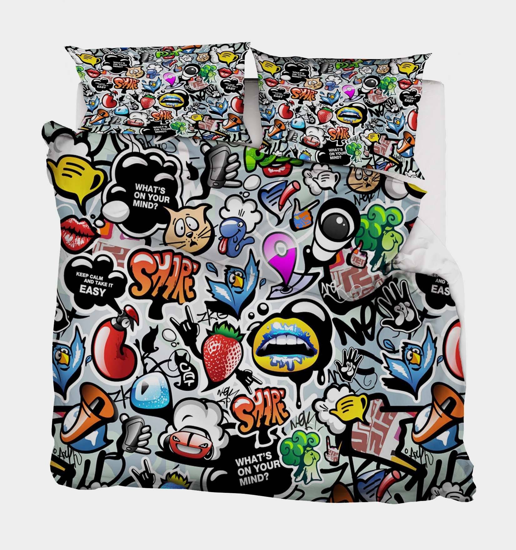 3D Cartoon Pattern 222 Bed Pillowcases Quilt Wallpaper AJ Wallpaper 