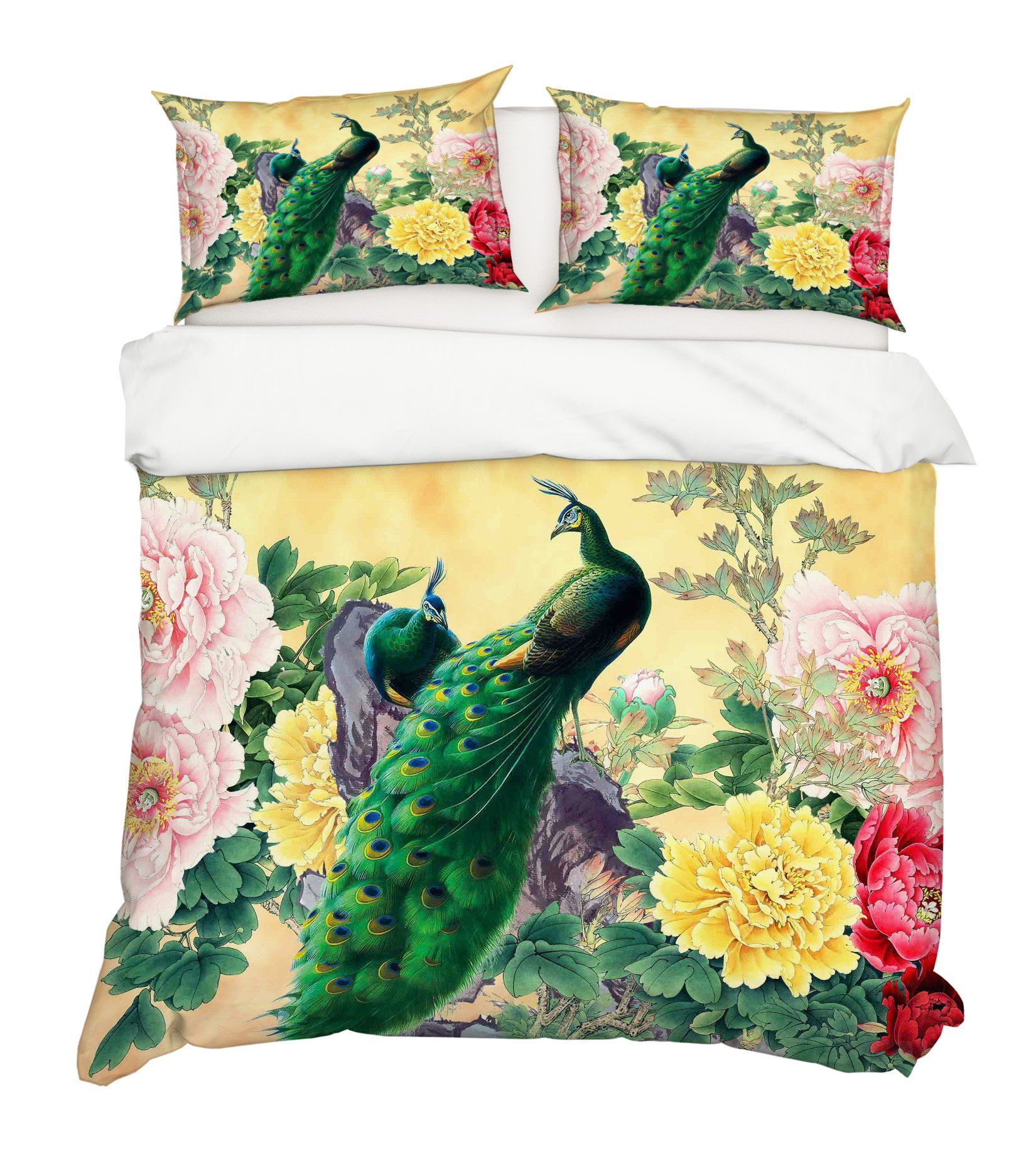 3D Peacock Flower 096 Bed Pillowcases Quilt Wallpaper AJ Wallpaper 