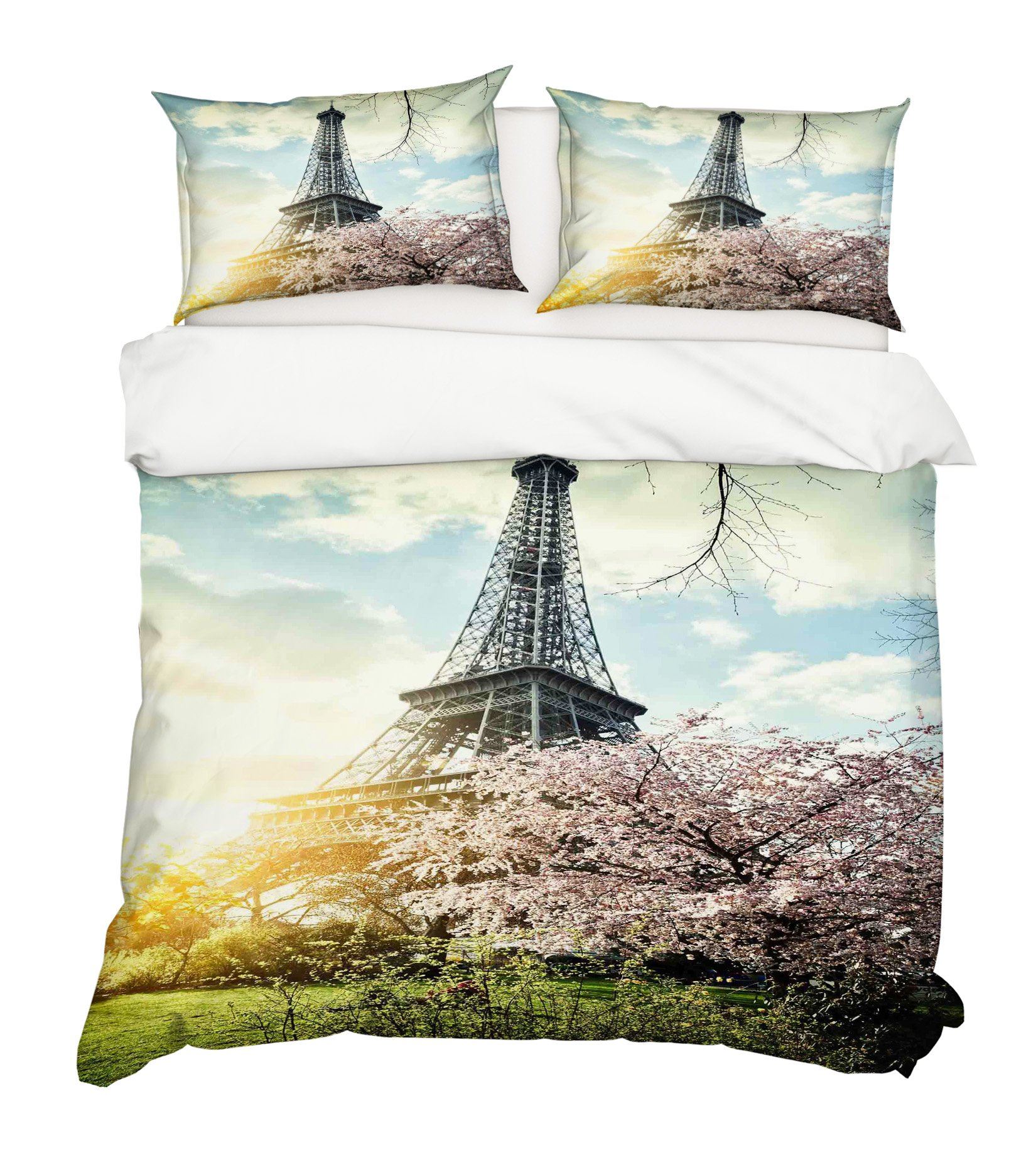 3D Tower Cherry Blossom 186 Bed Pillowcases Quilt Wallpaper AJ Wallpaper 