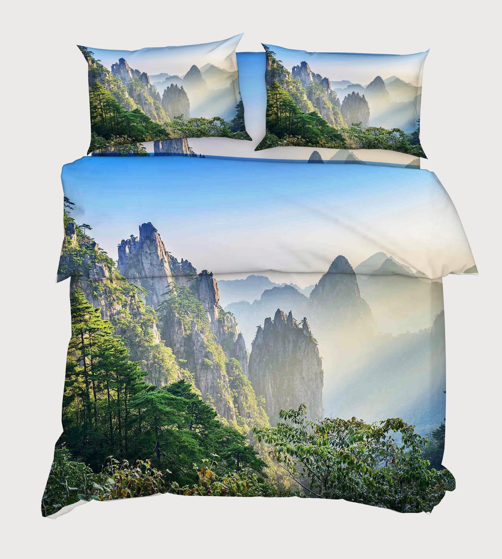3D Misty Mountains Scenery 54 Bed Pillowcases Quilt Wallpaper AJ Wallpaper 