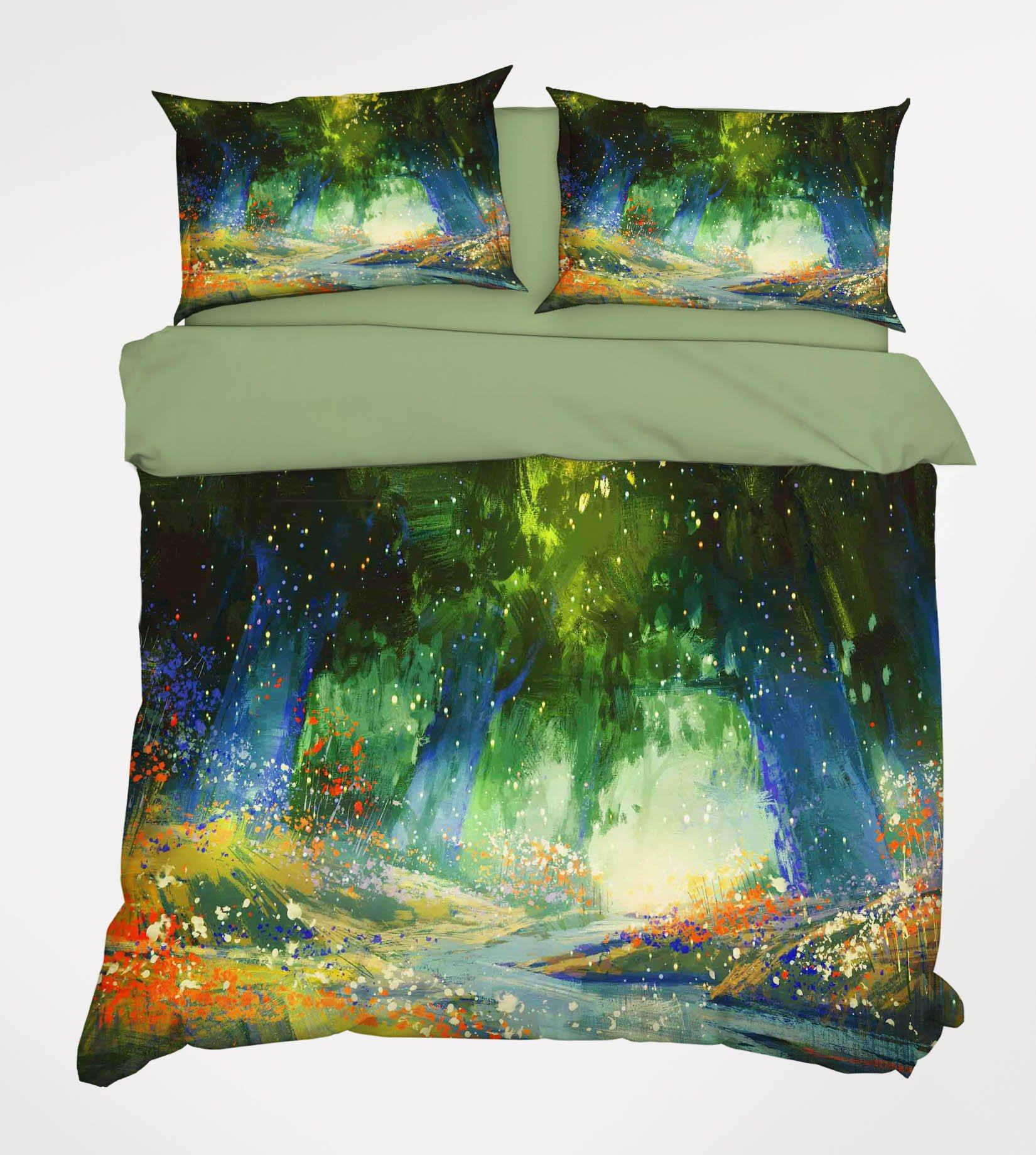 3D Oil Painting River Trees 201 Bed Pillowcases Quilt Wallpaper AJ Wallpaper 