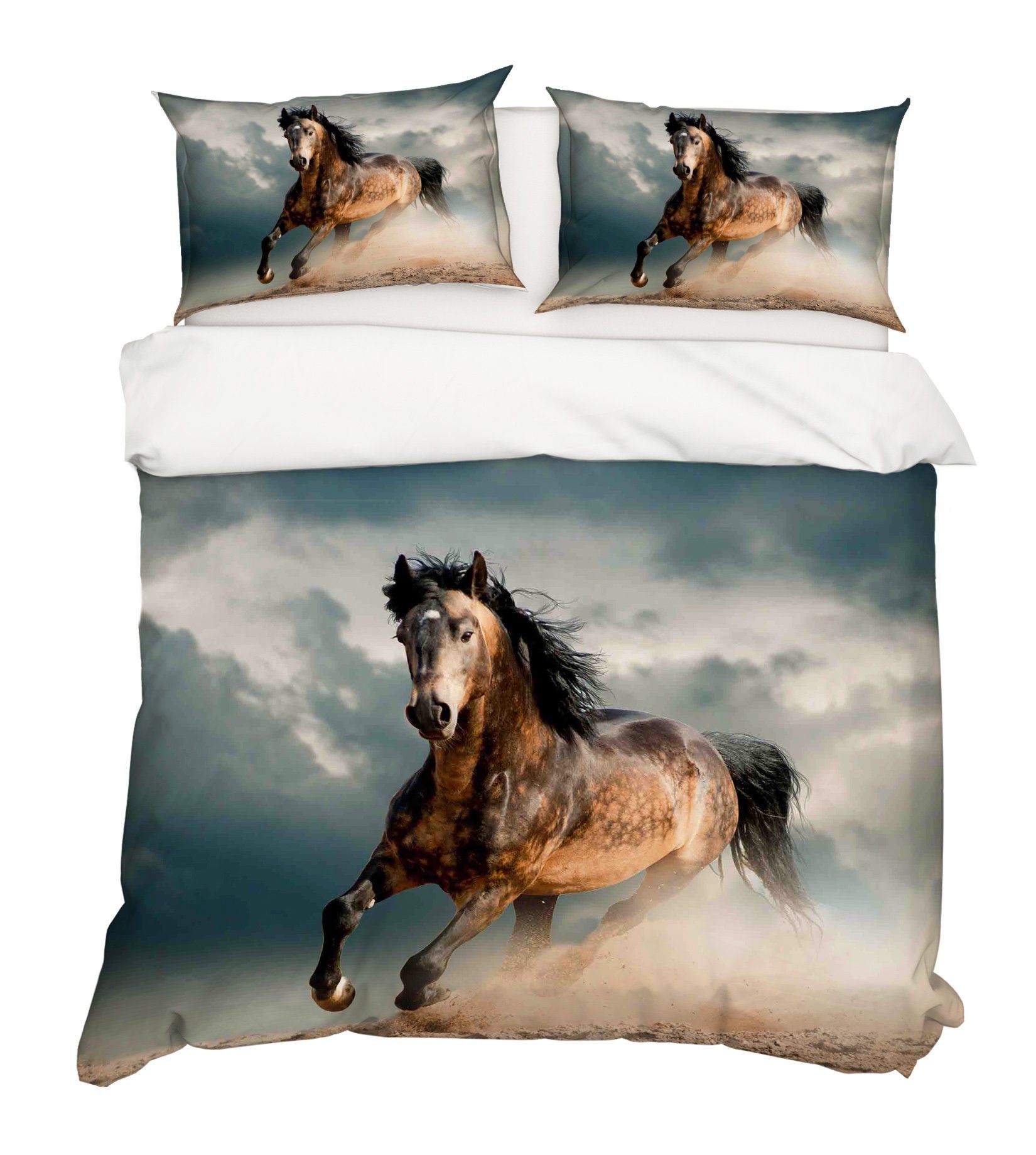 3D Running Horse 005 Bed Pillowcases Quilt Wallpaper AJ Wallpaper 