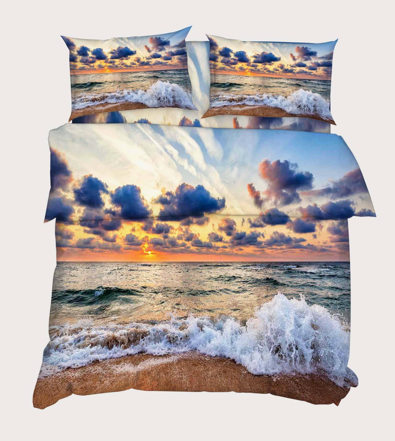 3D Sea Sunset Scenery 18 Bed Pillowcases Quilt Wallpaper AJ Wallpaper 