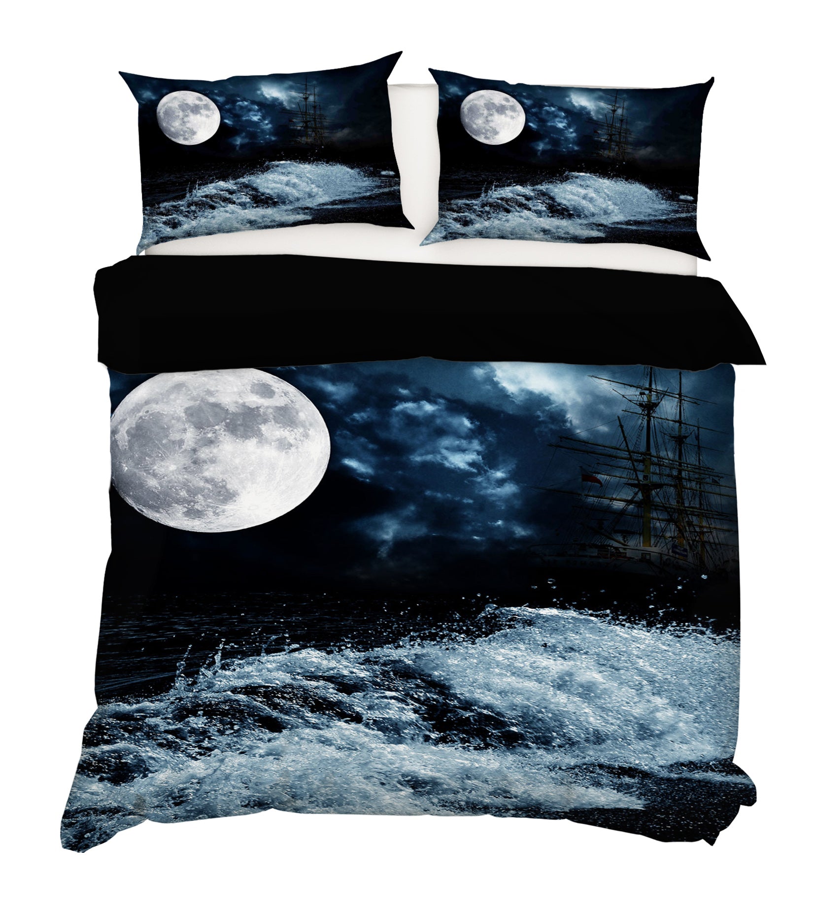 3D Night Moon Sea 060 Bed Pillowcases Quilt