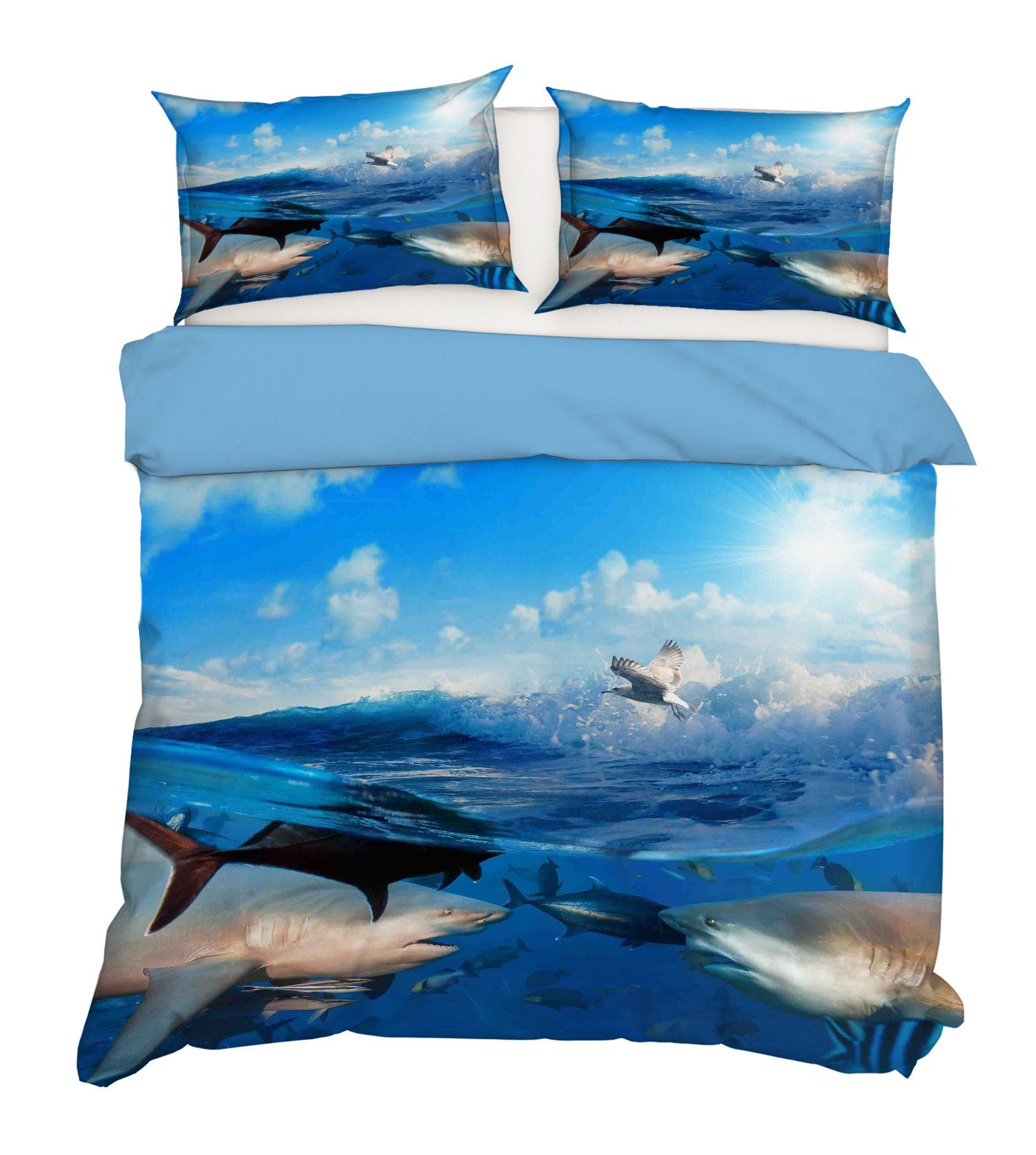 3D Bird Shark 004 Bed Pillowcases Quilt Wallpaper AJ Wallpaper 