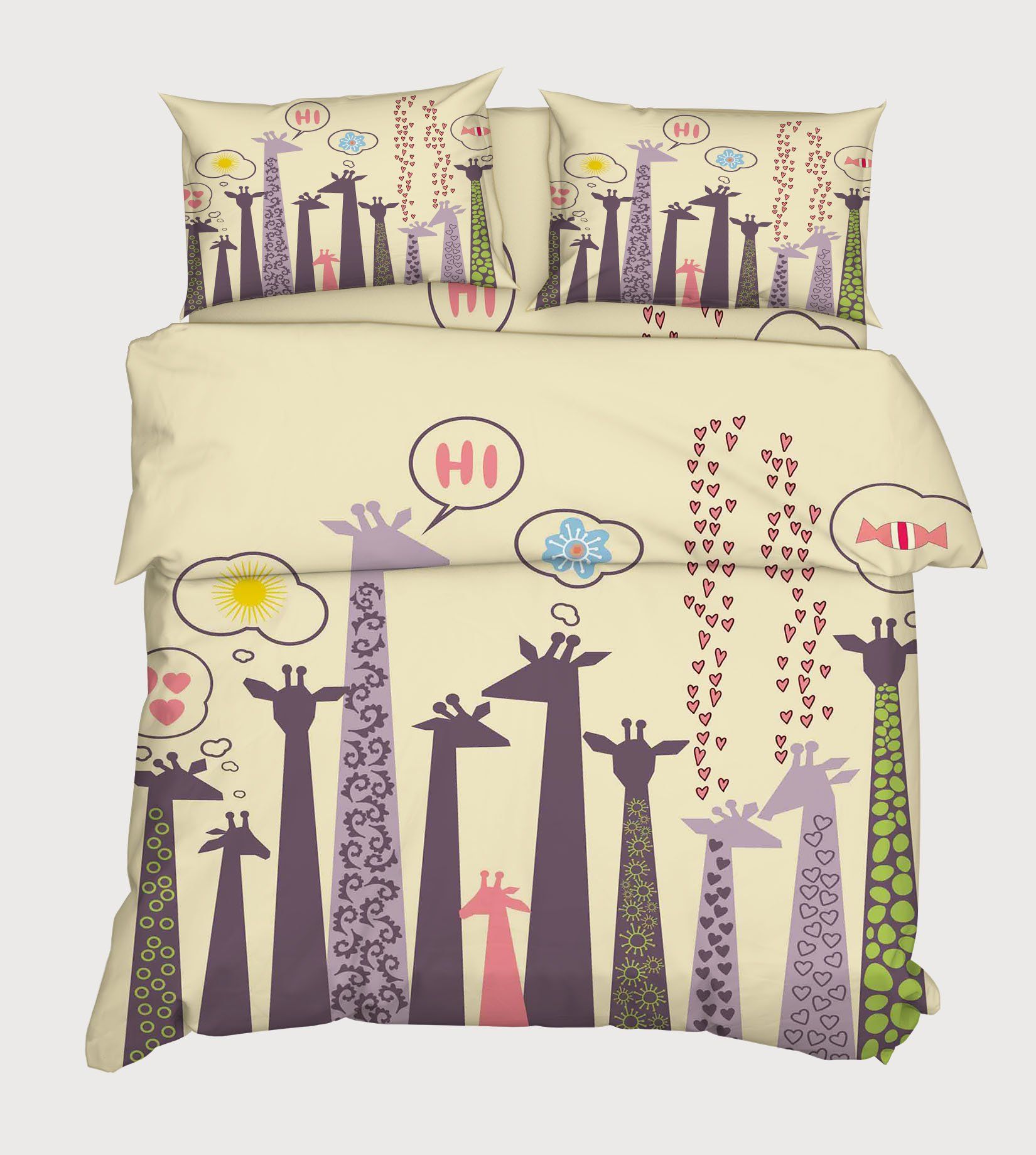 3D Cartoon Giraffes 94 Bed Pillowcases Quilt Wallpaper AJ Wallpaper 