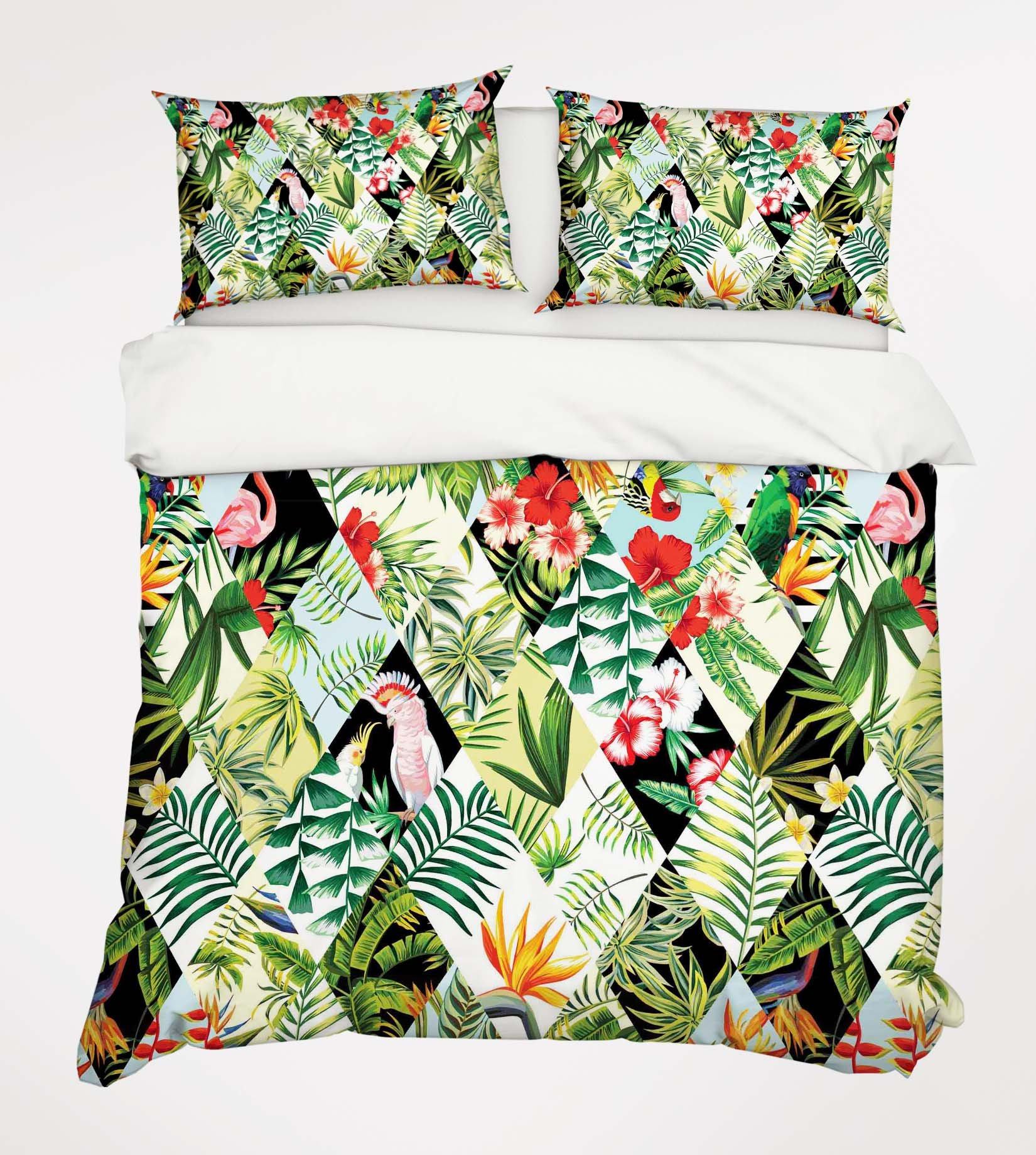 3D Flowers Leaves Birds Twill 198 Bed Pillowcases Quilt Wallpaper AJ Wallpaper 