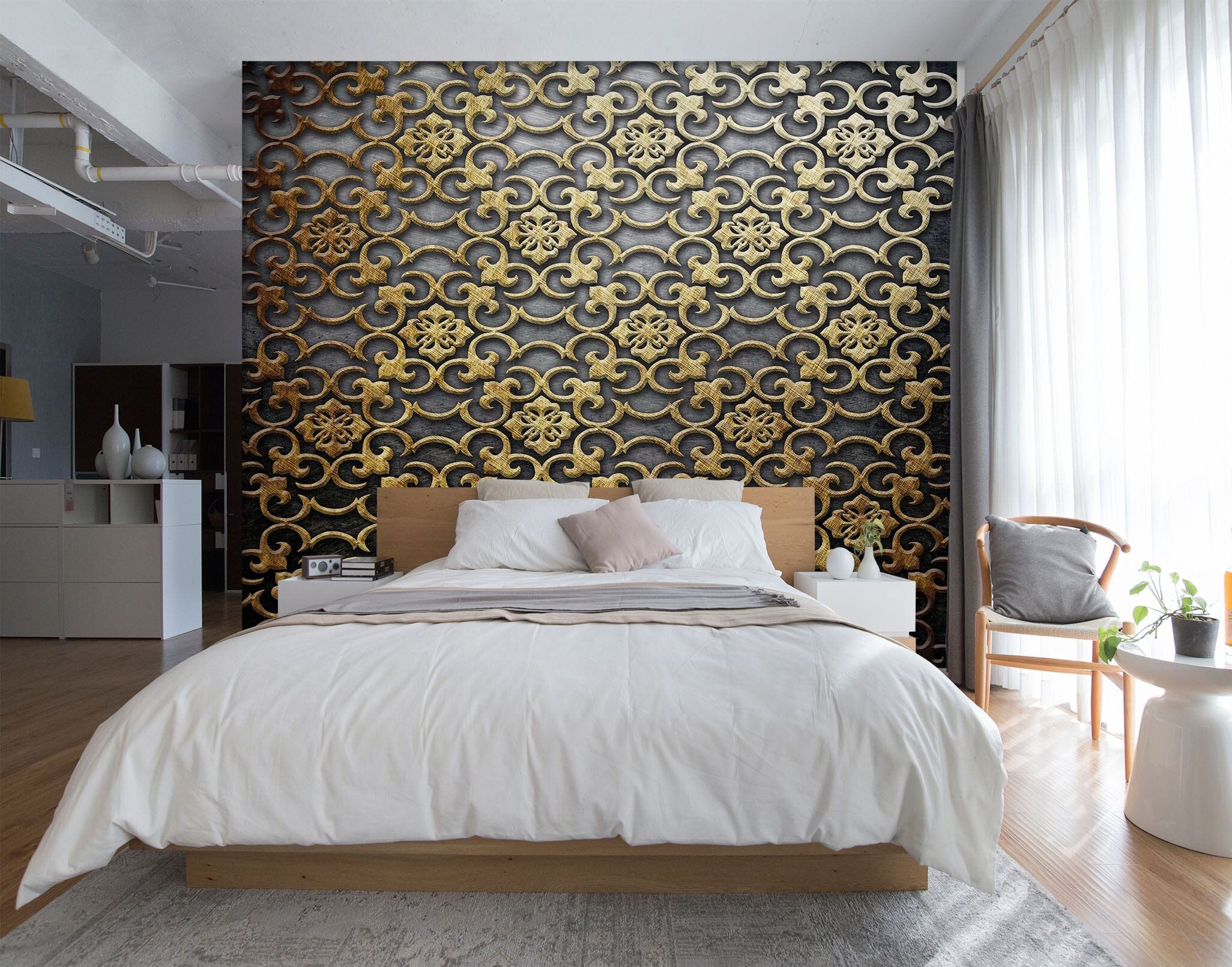 3D Golden Pattern 1715 Wall Murals Wallpaper AJ Wallpaper 2 
