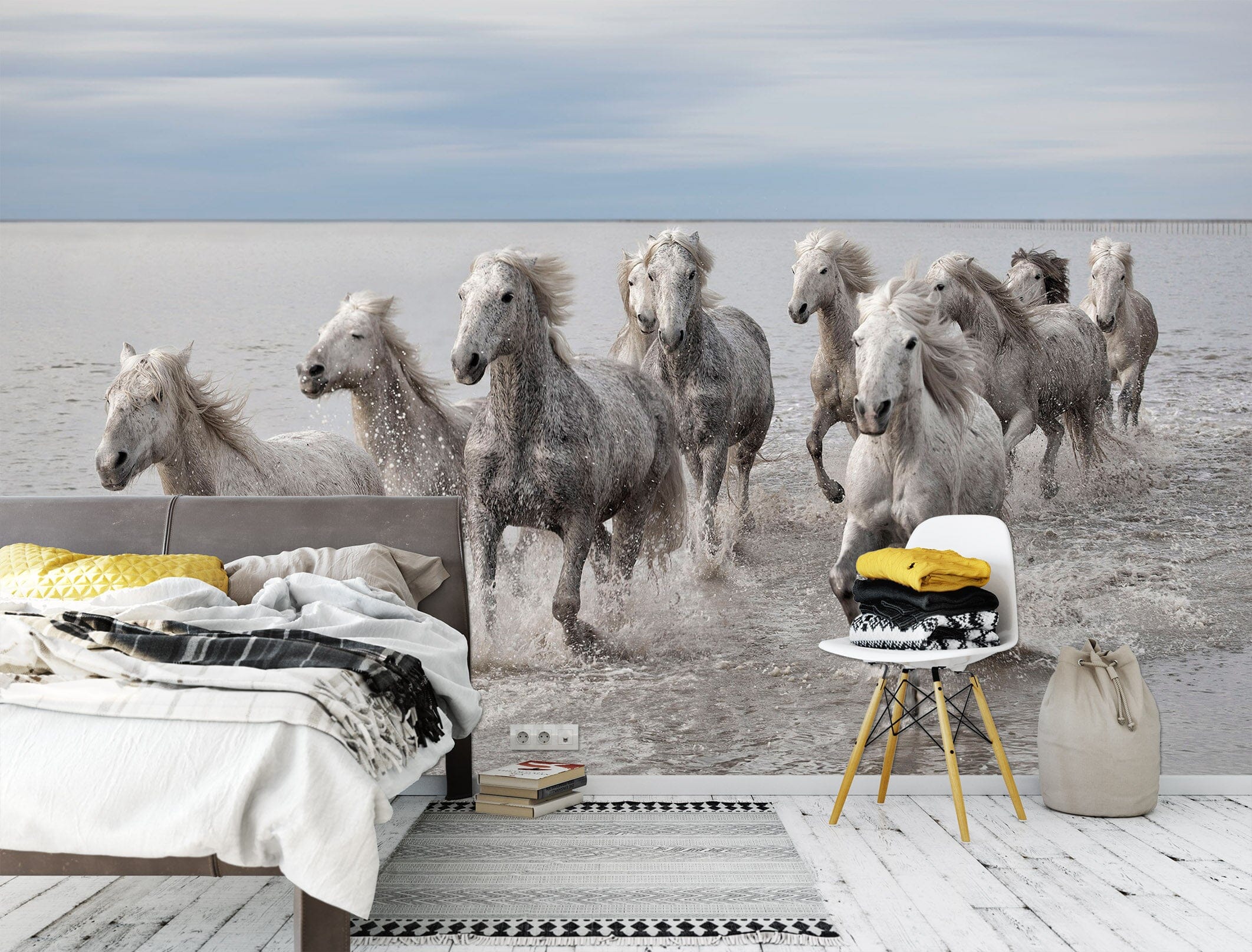 3D White Horse Gallop 1426 Marco Carmassi Wall Mural Wall Murals Wallpaper AJ Wallpaper 2 