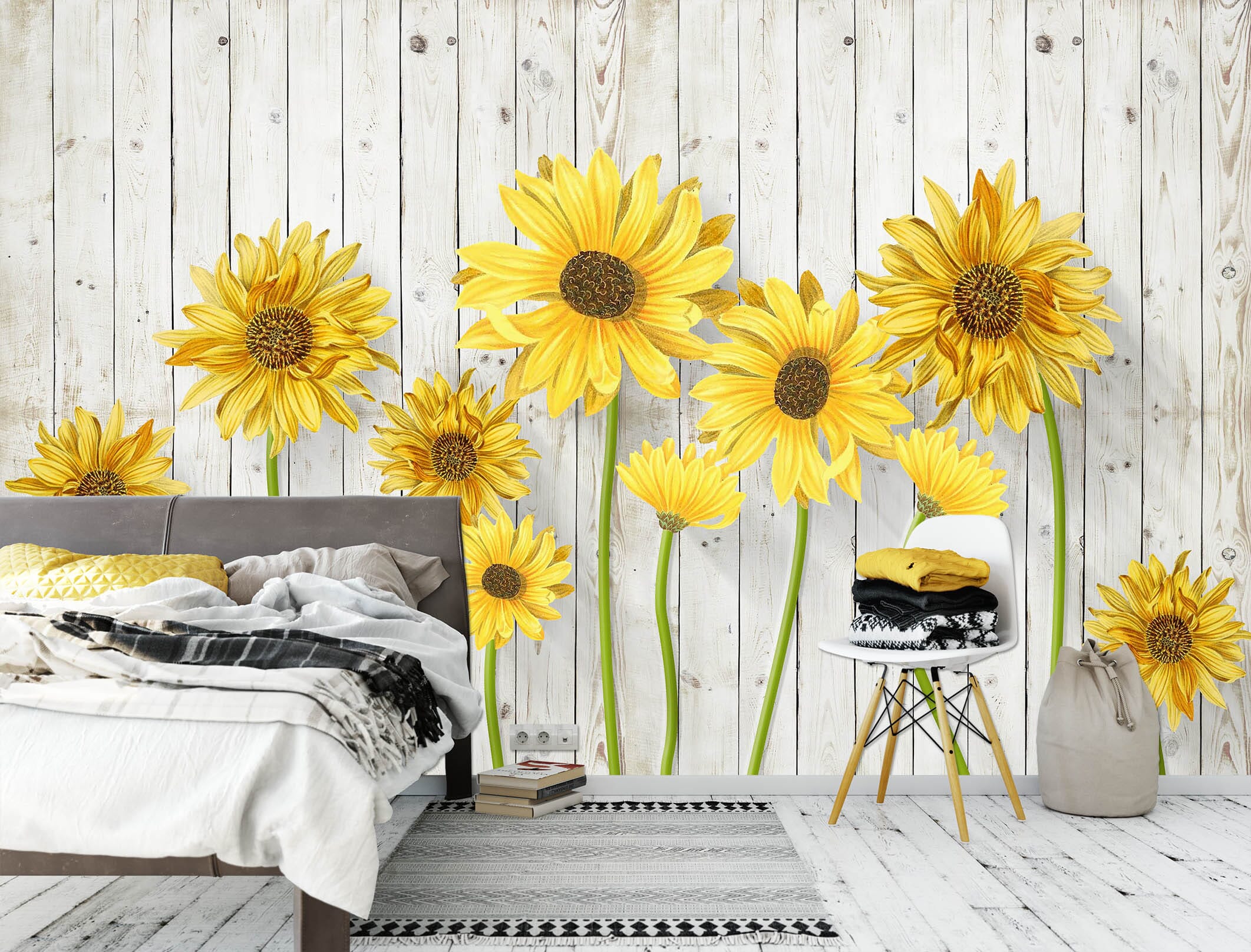 3D Sunflower Flower 1403 Wall Murals Wallpaper AJ Wallpaper 2 