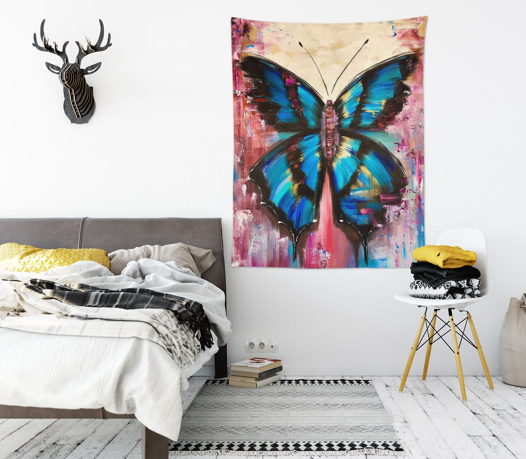 3D Blue Butterfly 3707 Skromova Marina Tapestry Hanging Cloth Hang