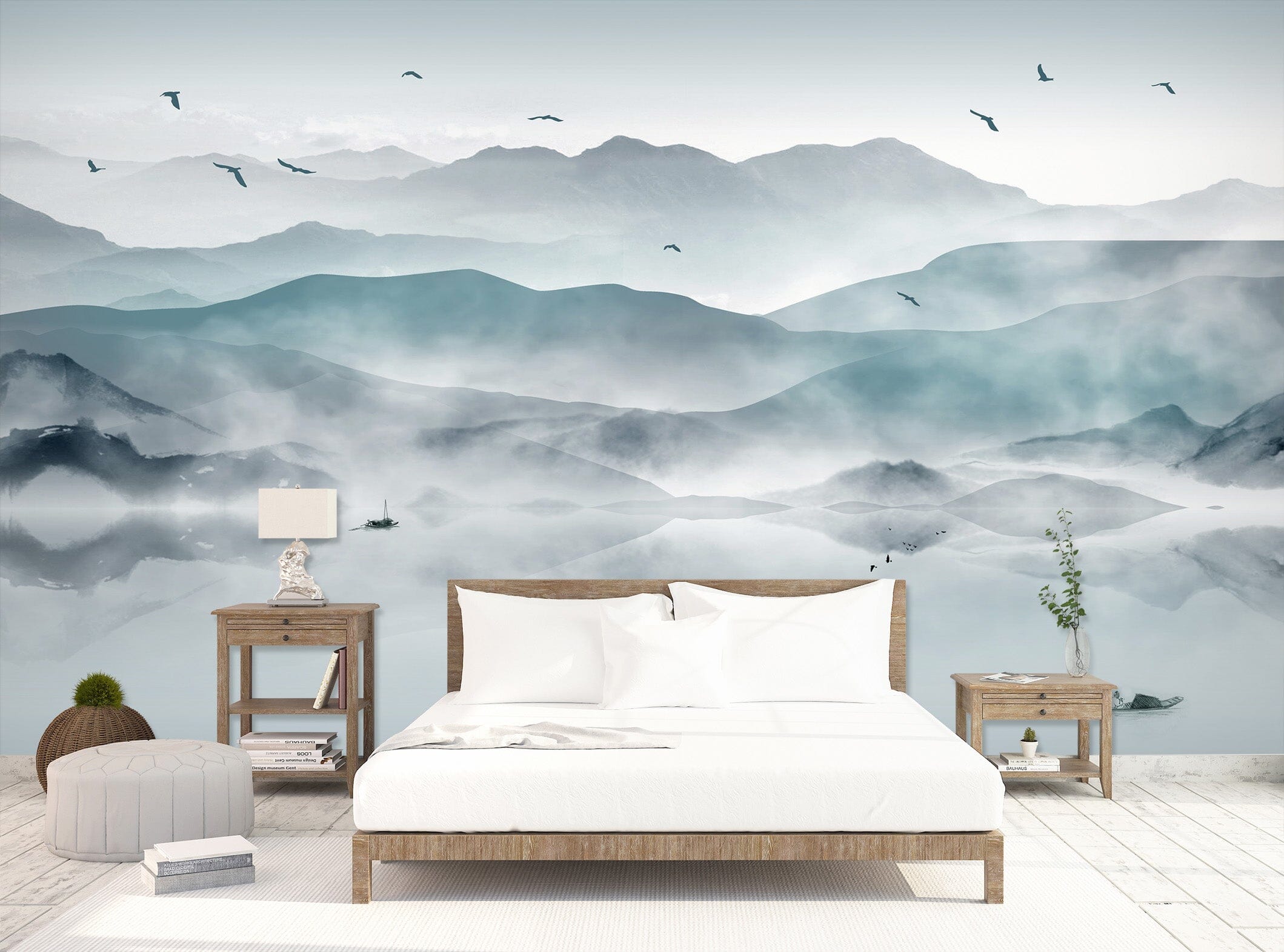 3D Misty Lake 1407 Wall Murals Wallpaper AJ Wallpaper 2 