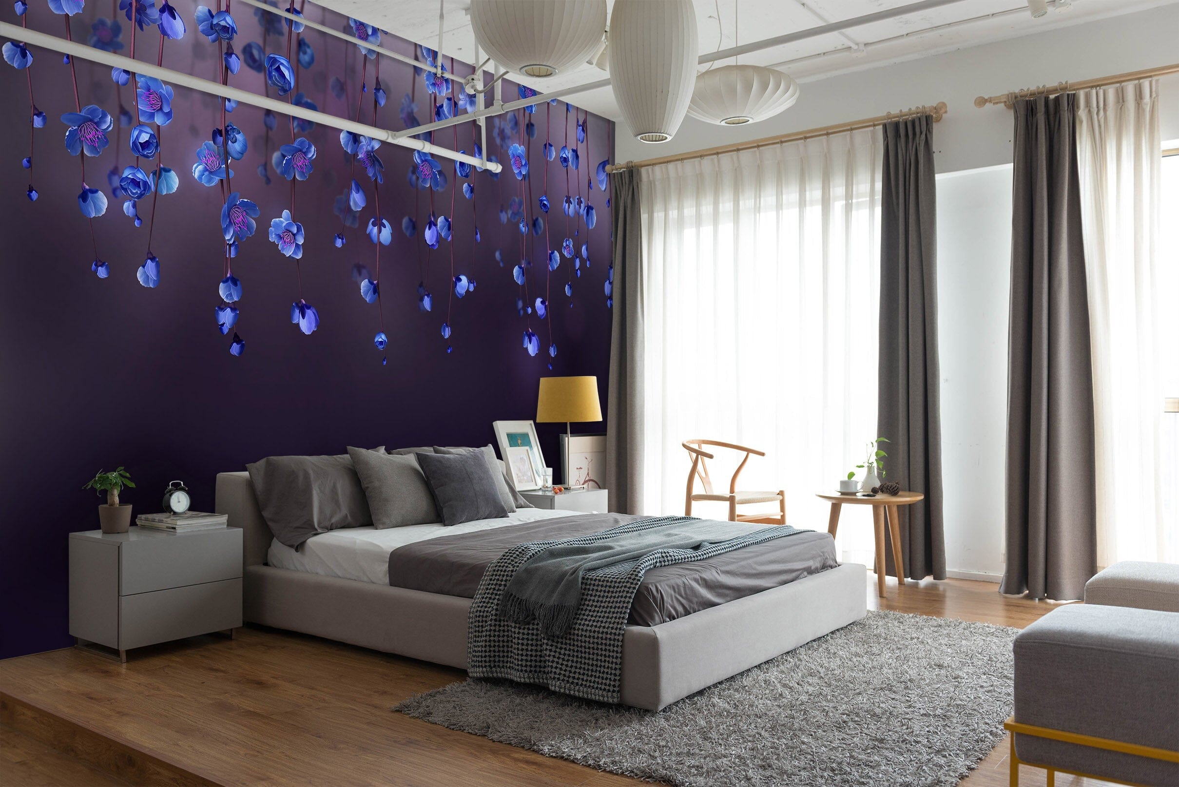 3D Purple Flower Vine 1759 Wall Murals Wallpaper AJ Wallpaper 2 