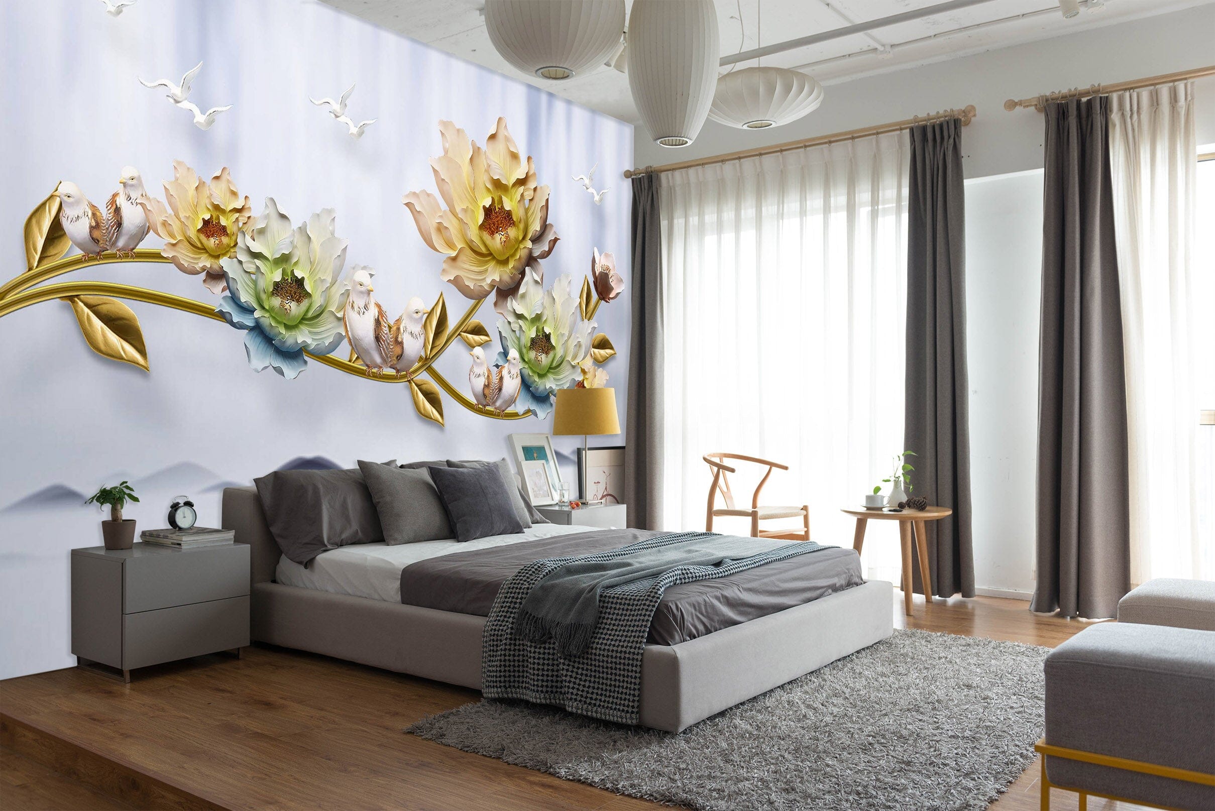 3D Carving Flowers 2064 Wall Murals Wallpaper AJ Wallpaper 2 