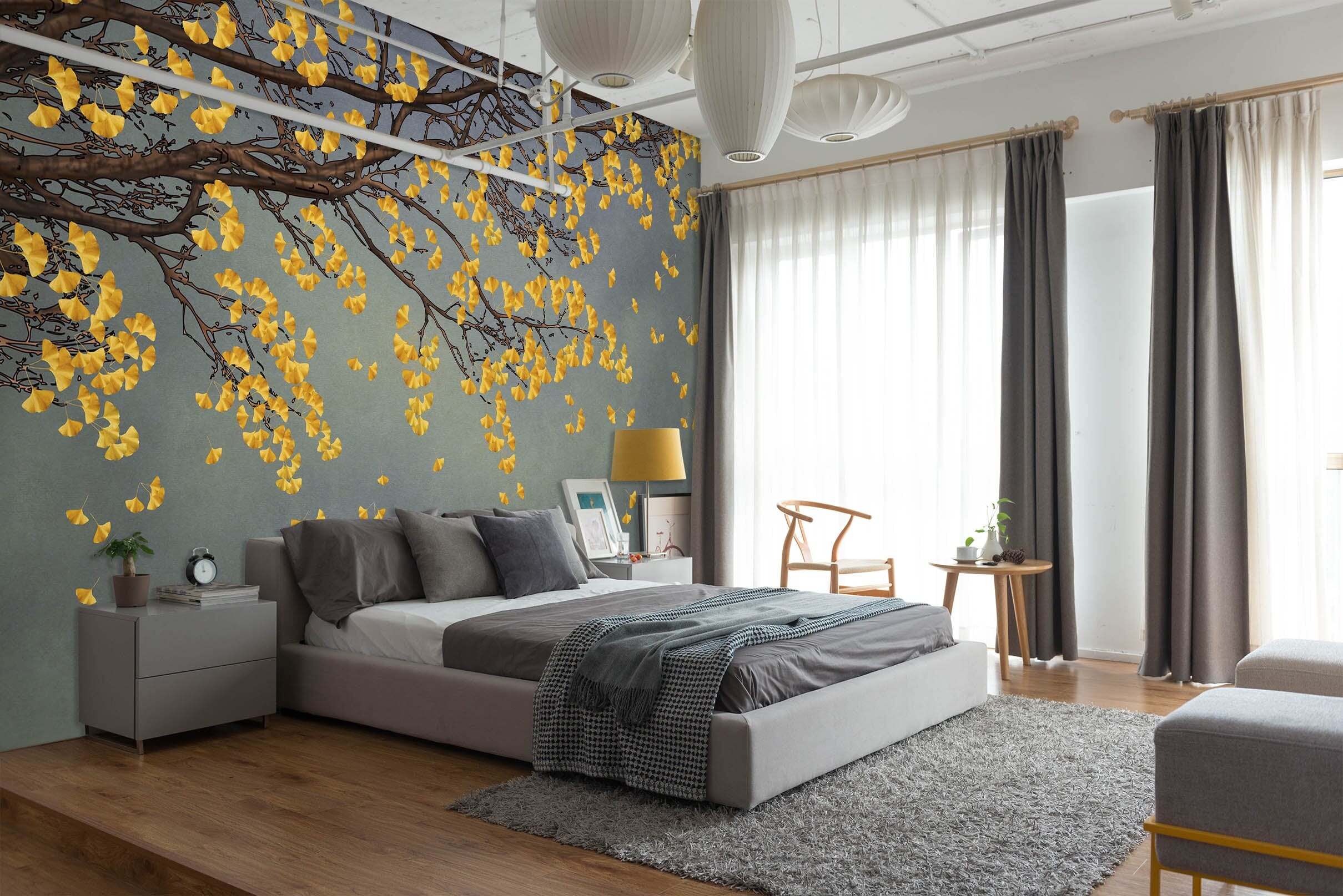 3D Golden Leaves 1456 Wall Murals Wallpaper AJ Wallpaper 2 