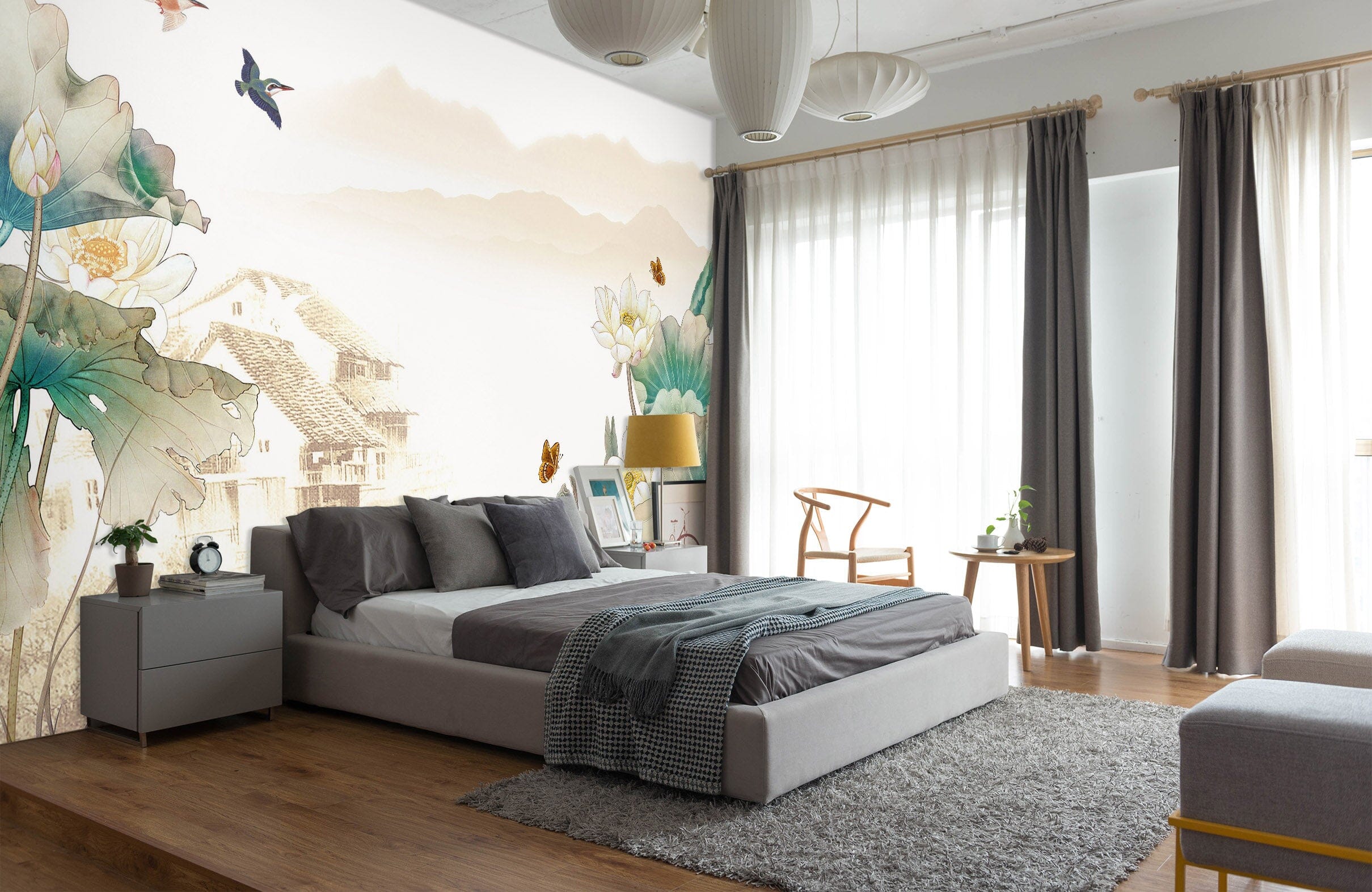 3D Lotus Leaf Bird 1476 Wall Murals Wallpaper AJ Wallpaper 2 