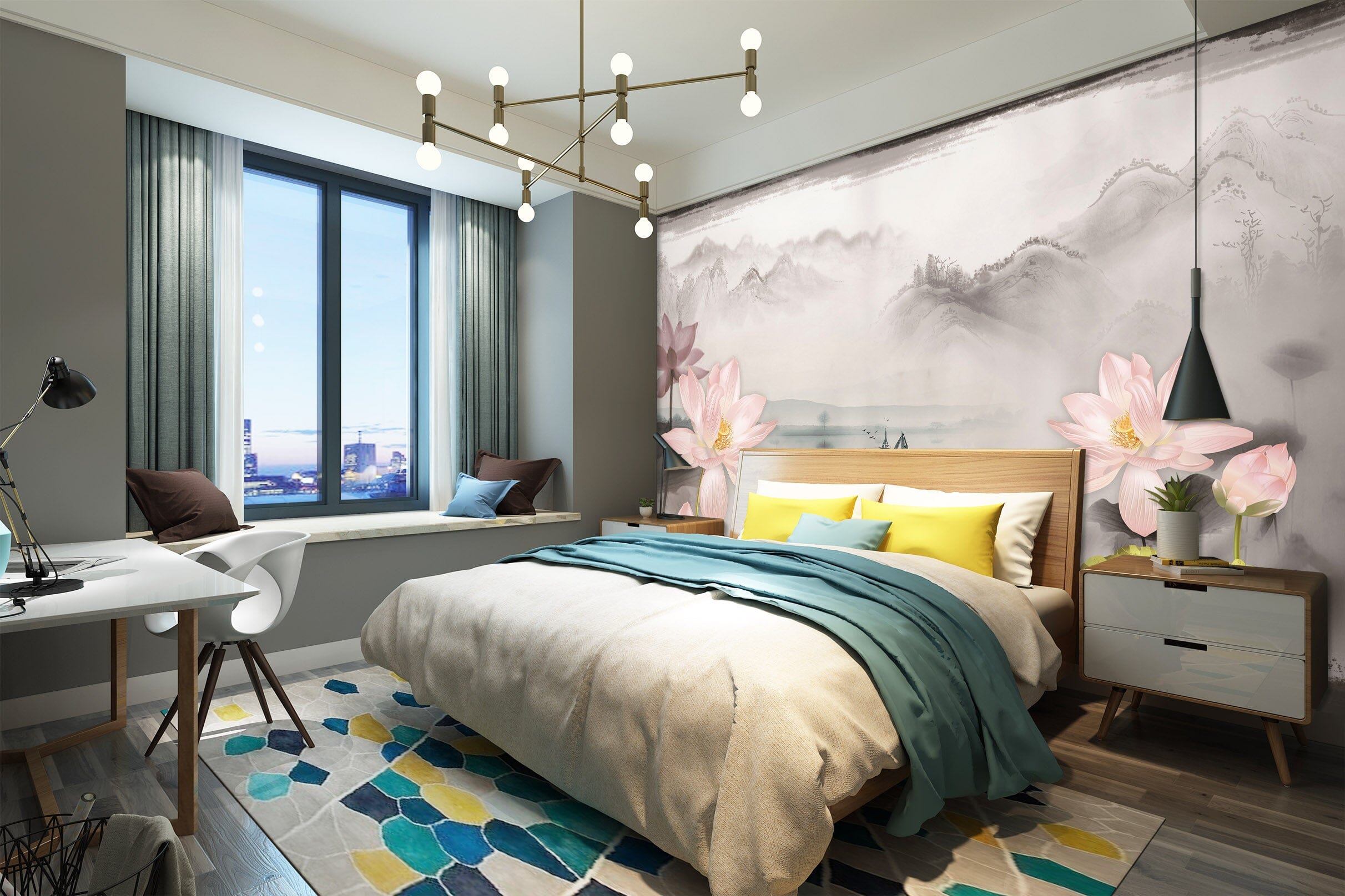 3D Gray Mountain Peak 1477 Wall Murals Wallpaper AJ Wallpaper 2 