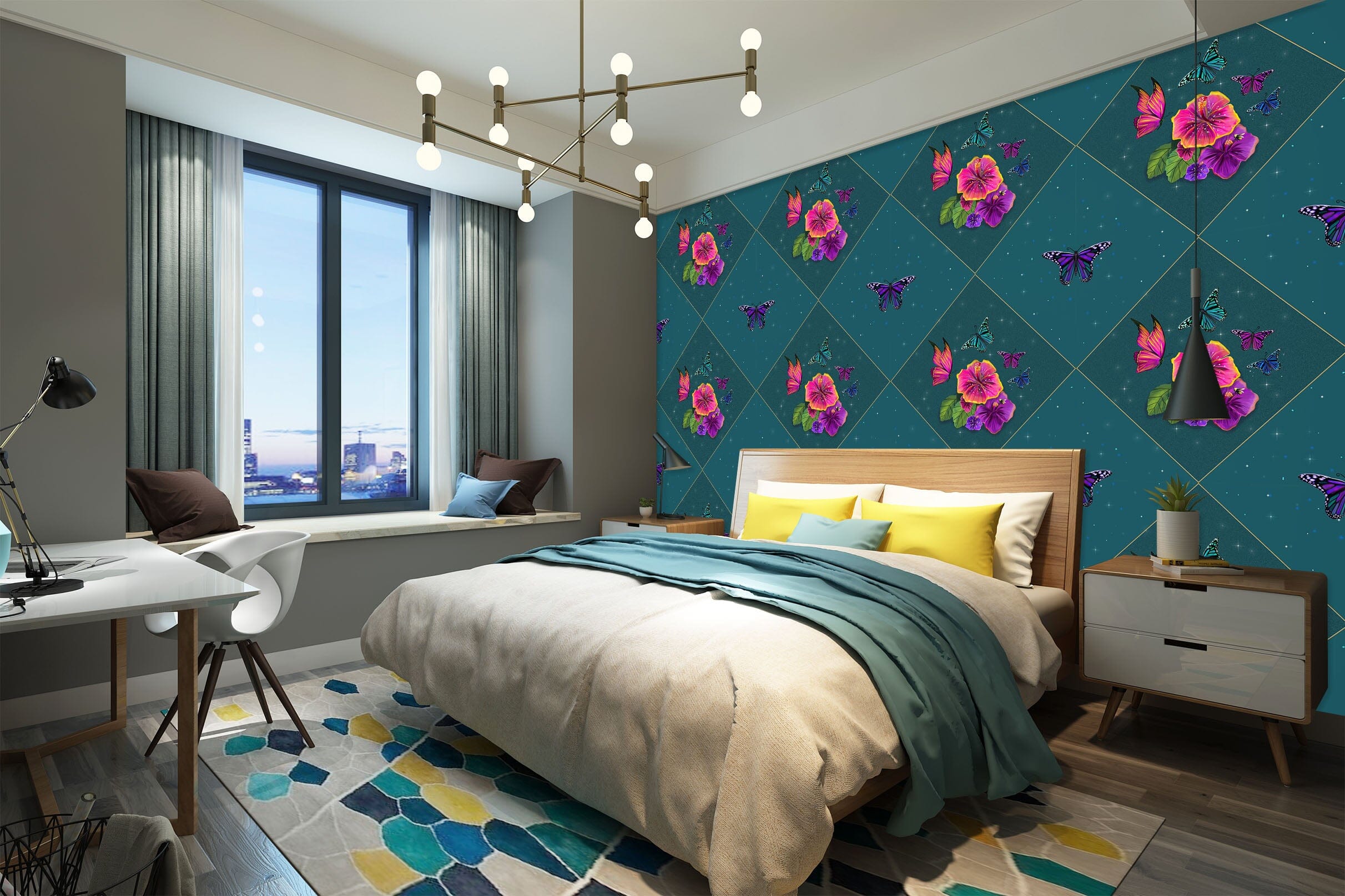 3D Purple Flowers 1418 Rose Catherine Khan Wall Mural Wall Murals Wallpaper AJ Wallpaper 2 