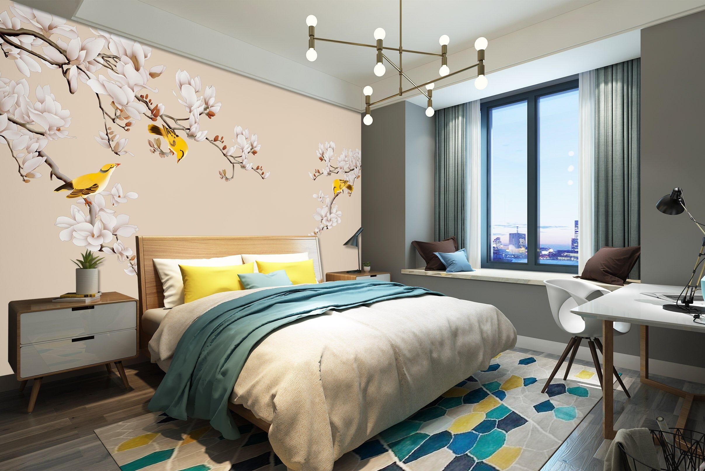 3D Flower Bird 1606 Wall Murals Wallpaper AJ Wallpaper 2 