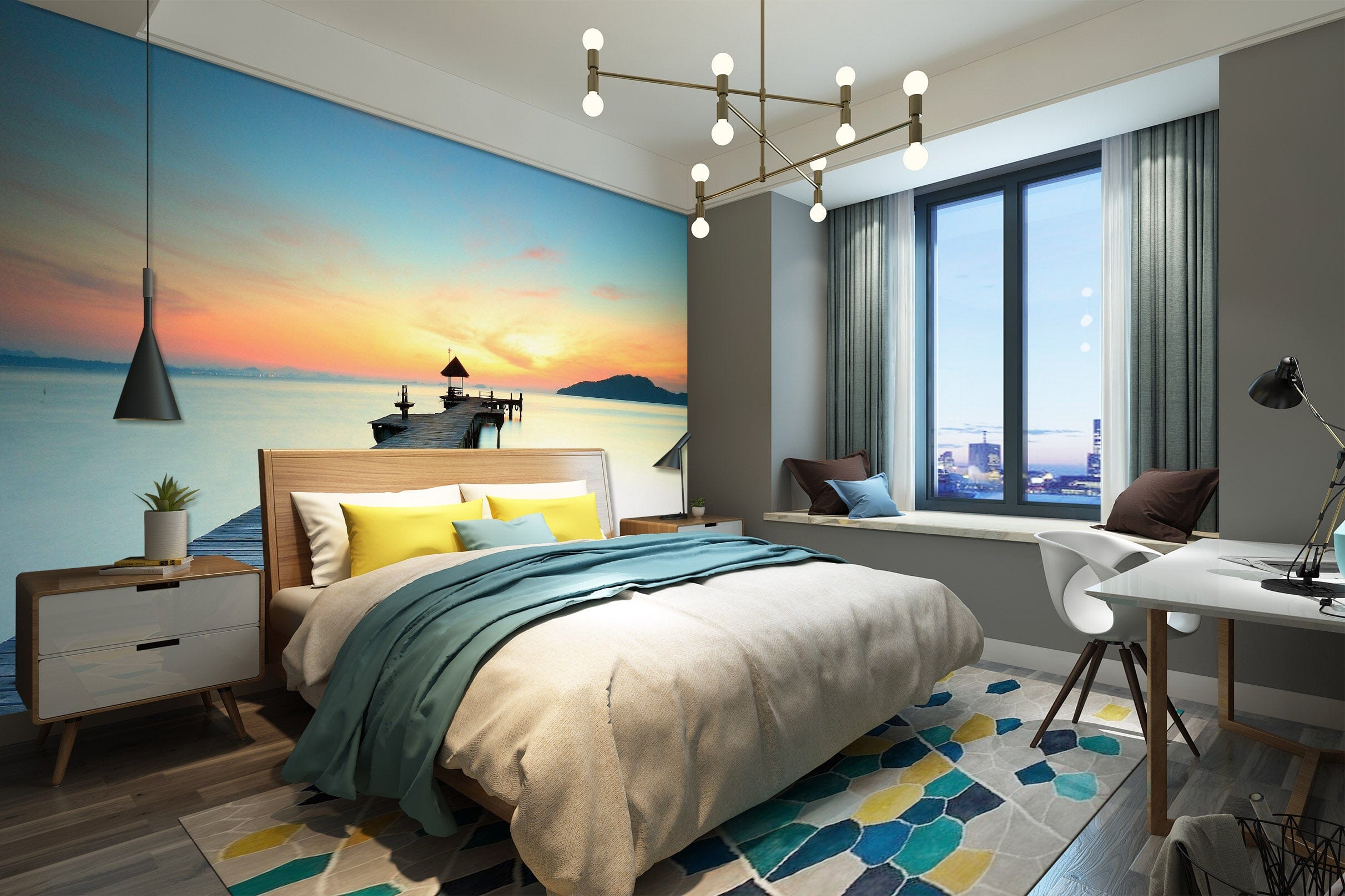 3D Sea Bridge 025 Wall Murals Wallpaper AJ Wallpaper 2 