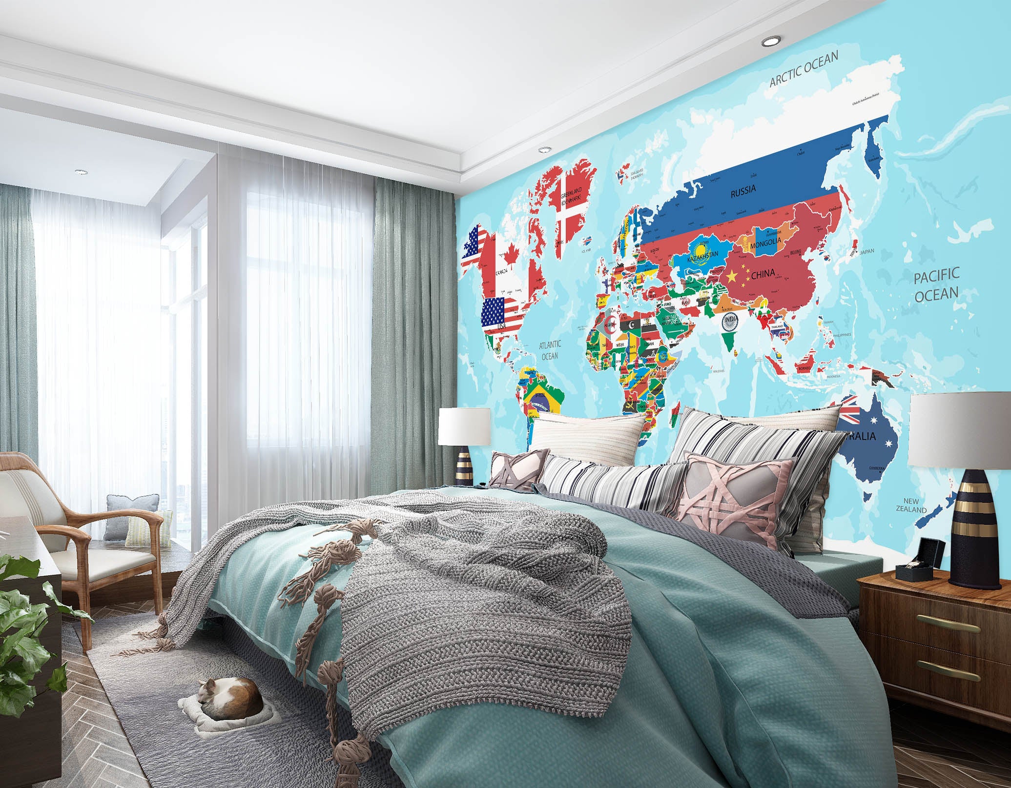 3D Color Painting 2165 World Map Wall Murals
