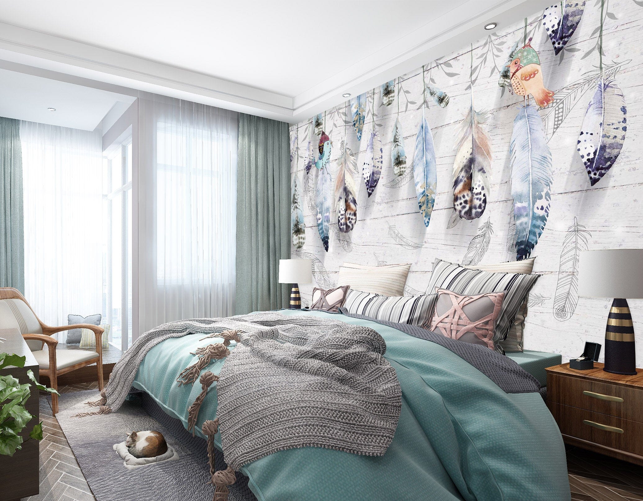 3D Colored Feathers 1605 Wall Murals Wallpaper AJ Wallpaper 2 