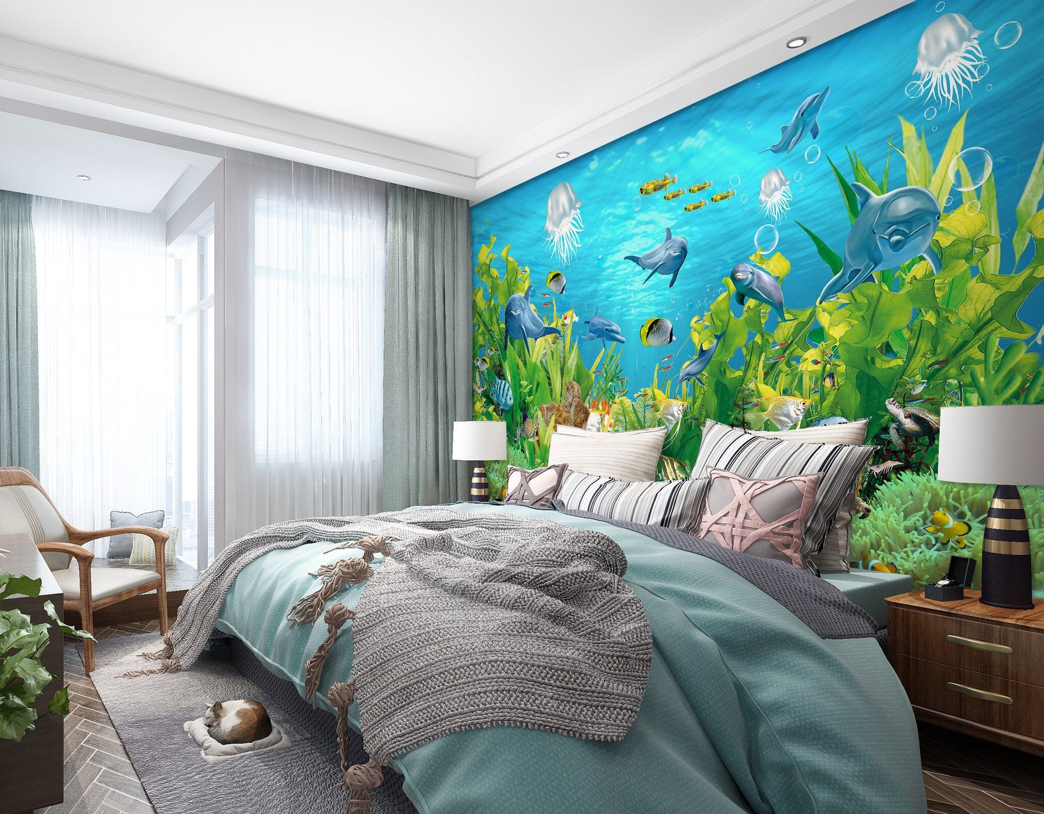 3D Dolphin Cute 1628 Wall Murals Wallpaper AJ Wallpaper 2 