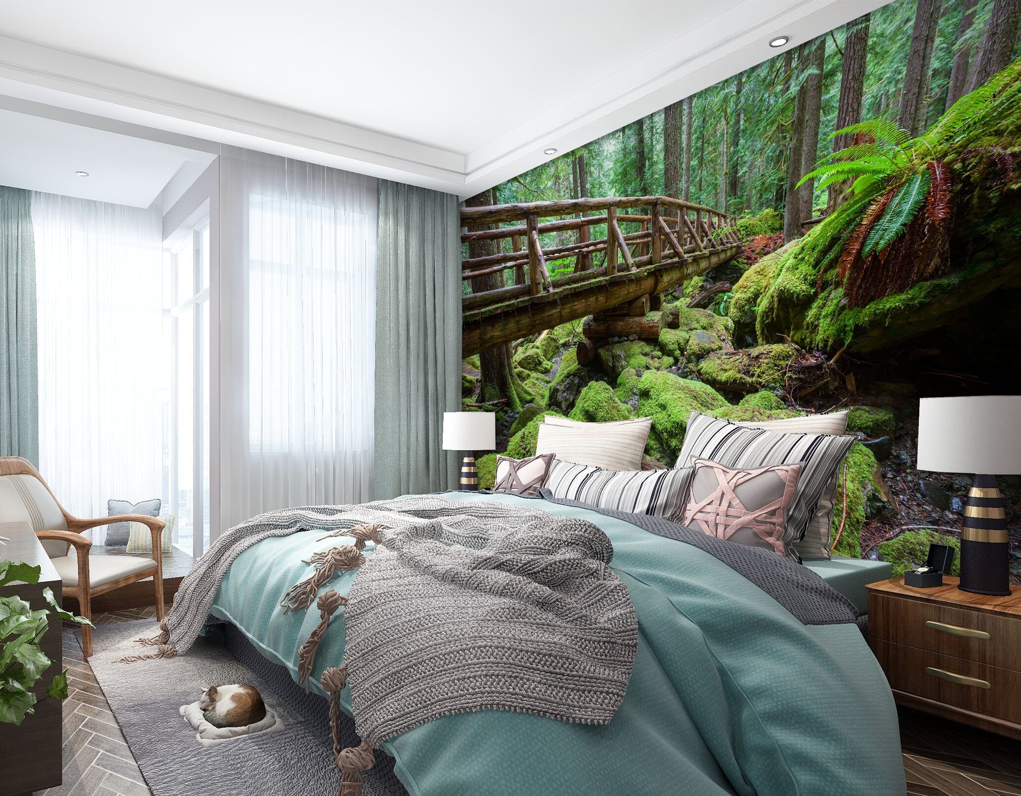 3D Wooden Bridge 1716 Wall Murals Wallpaper AJ Wallpaper 2 