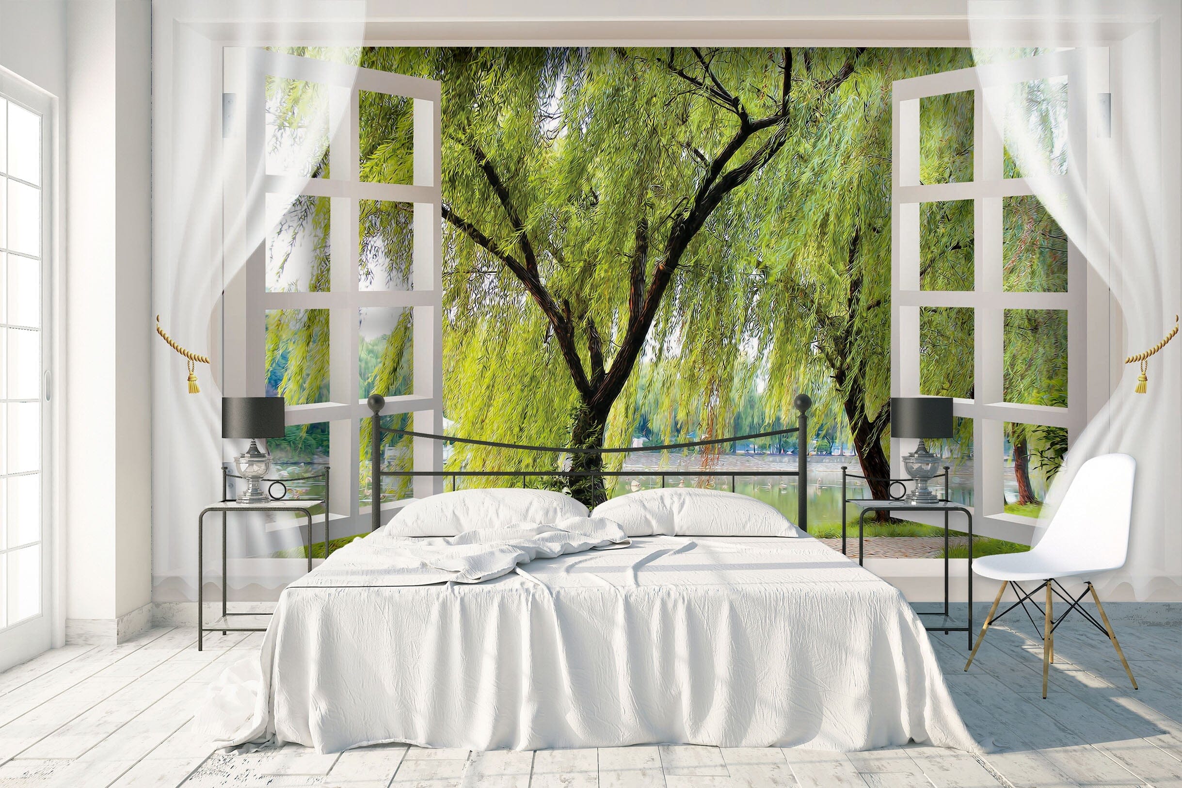 3D Green Willow 1620 Wall Murals Wallpaper AJ Wallpaper 2 