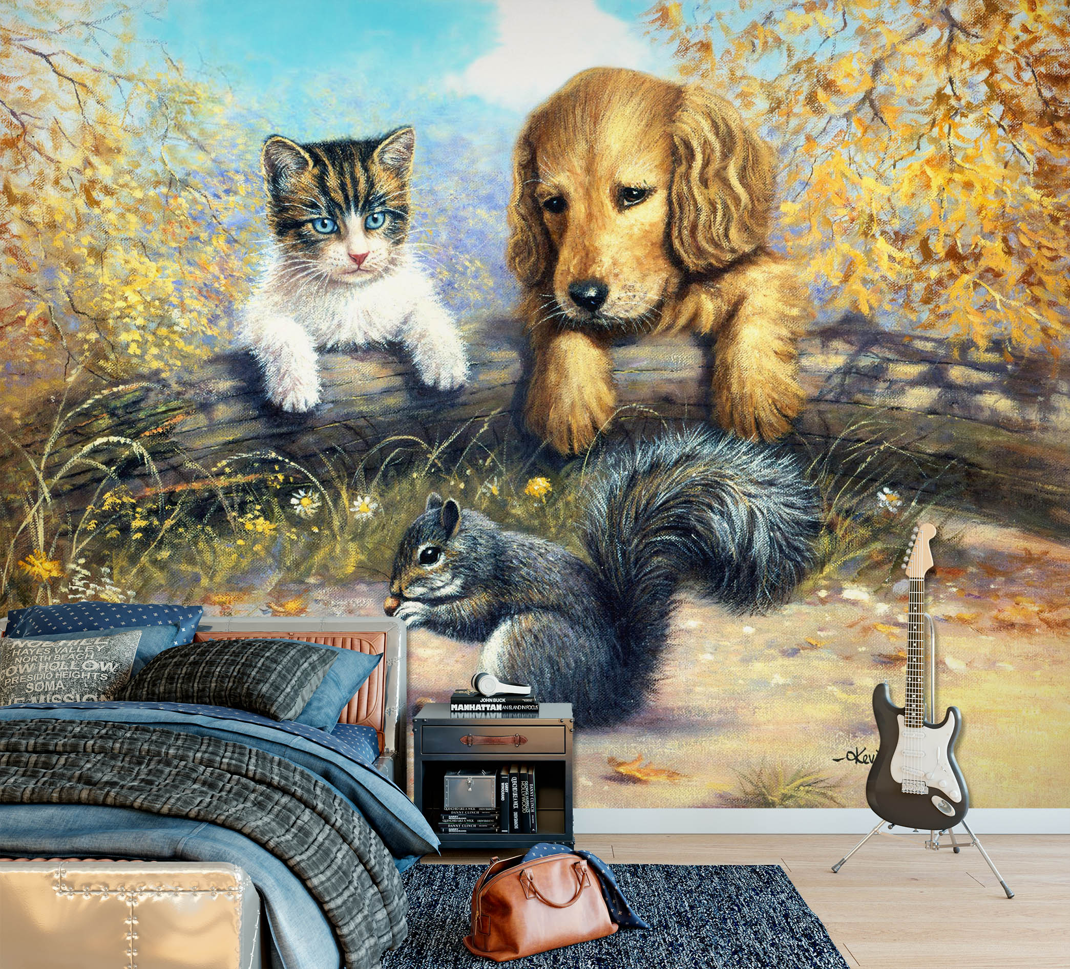 3D Dog Squirrel 101 Kevin Walsh Wall Mural Wall Murals