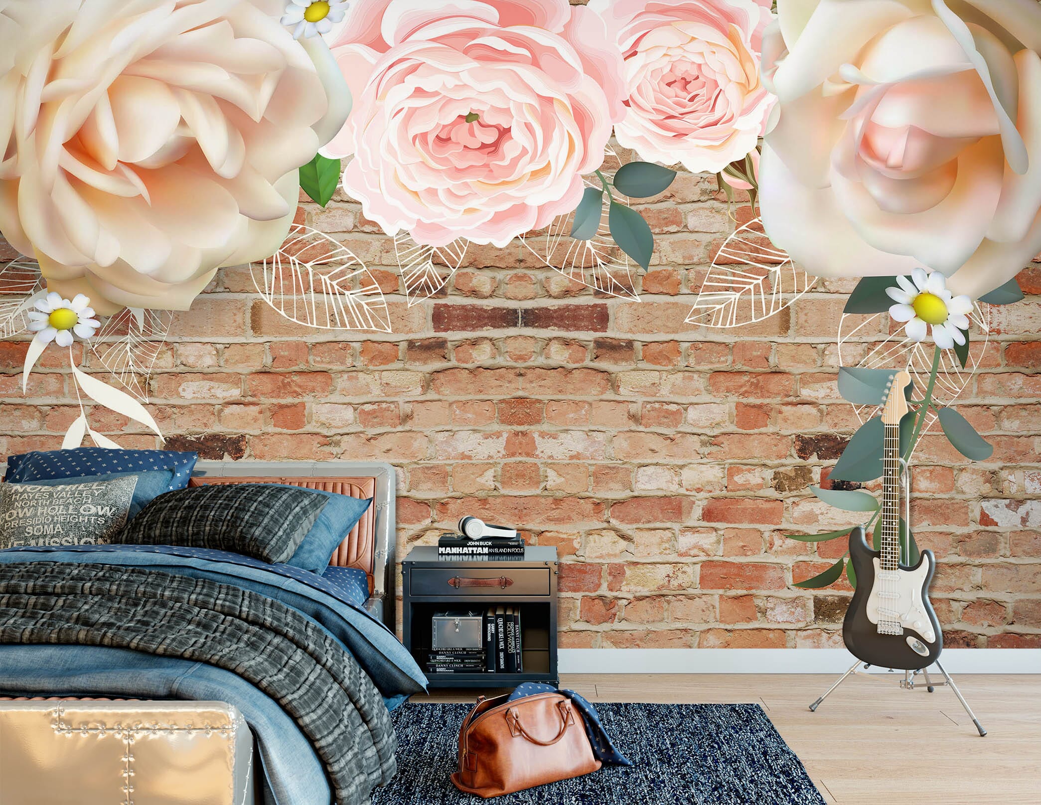 3D Pink Rose 1520 Wall Murals Wallpaper AJ Wallpaper 2 