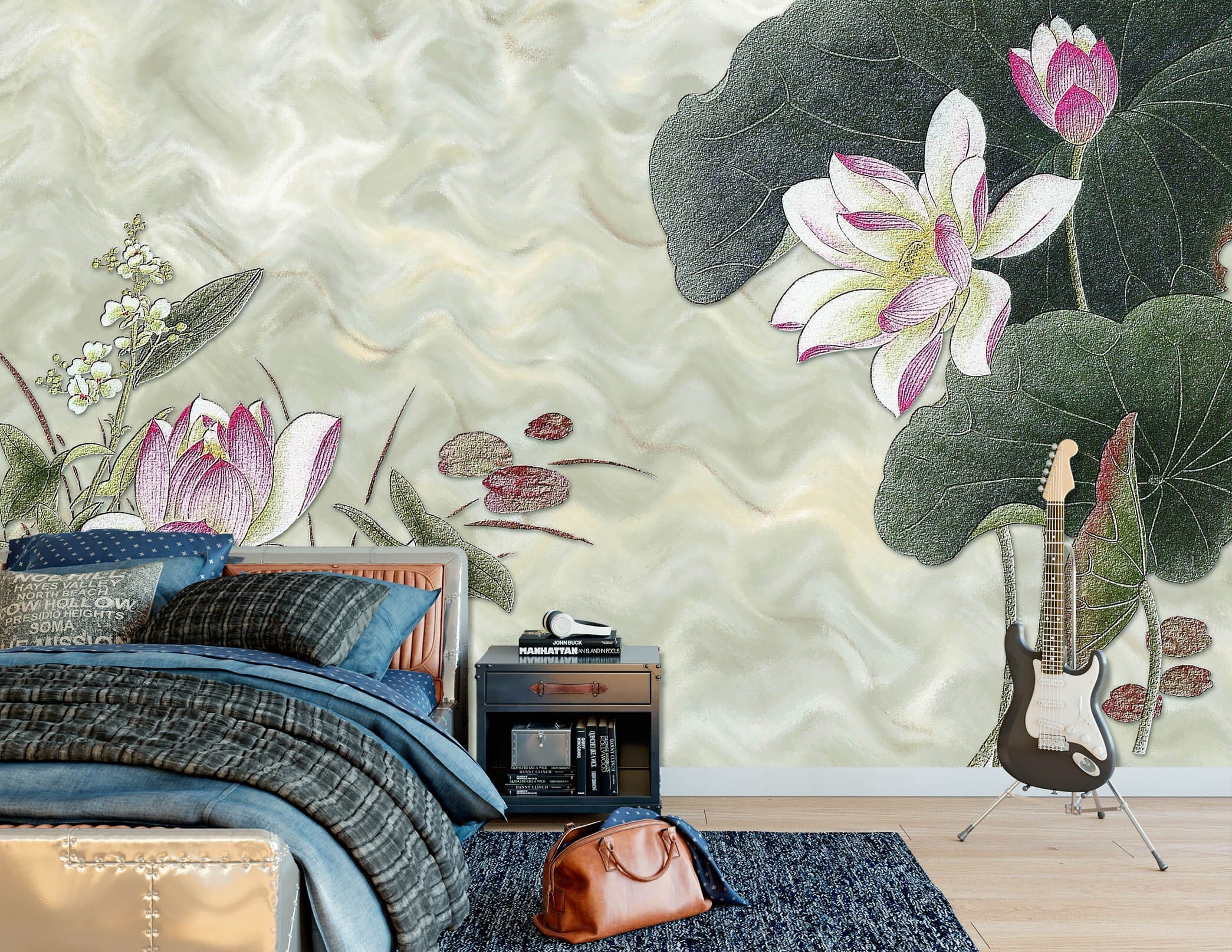 3D Lotus Leaf 1486 Wall Murals Wallpaper AJ Wallpaper 2 