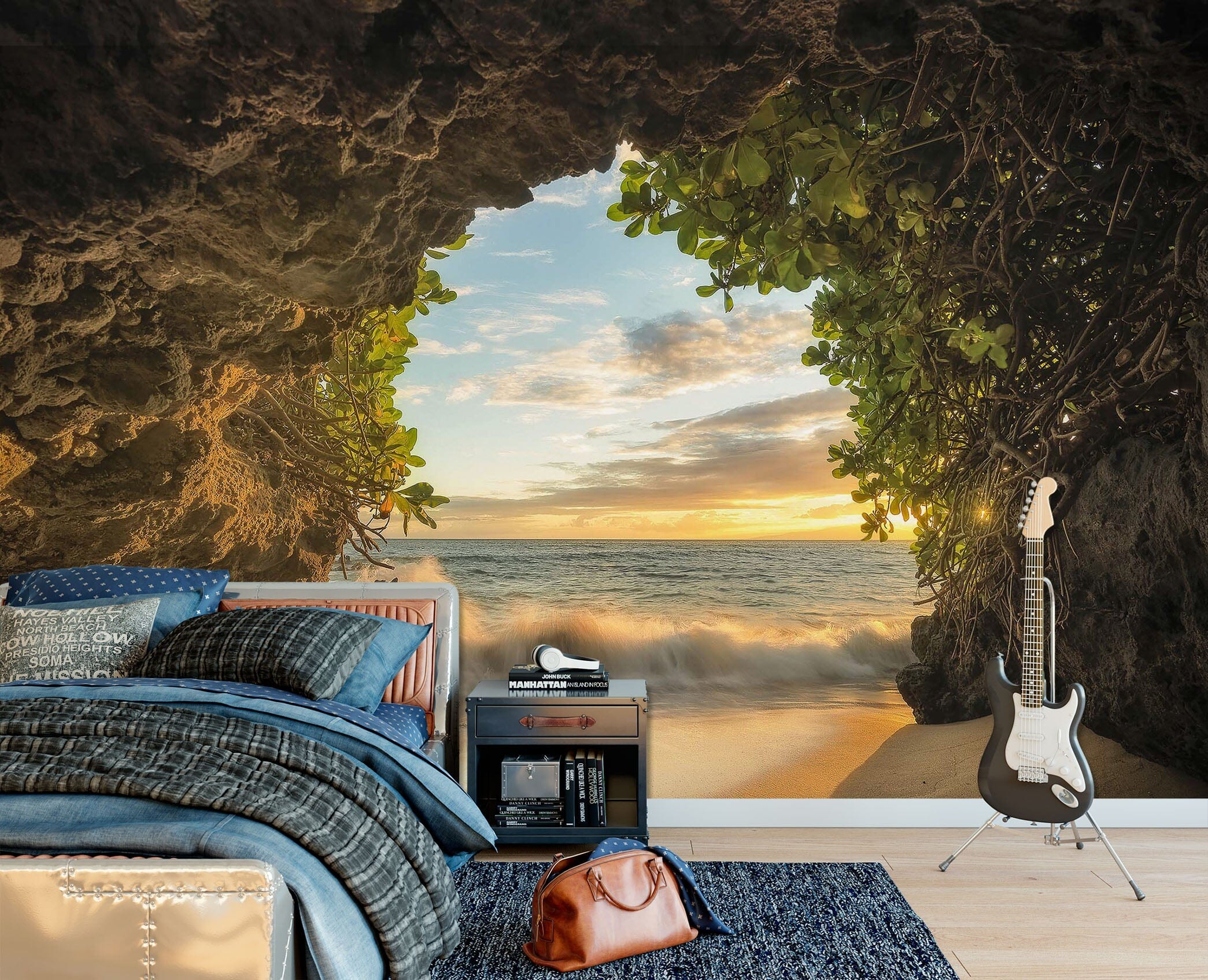 3D Cave Sea 1724 Wall Murals Wallpaper AJ Wallpaper 2 