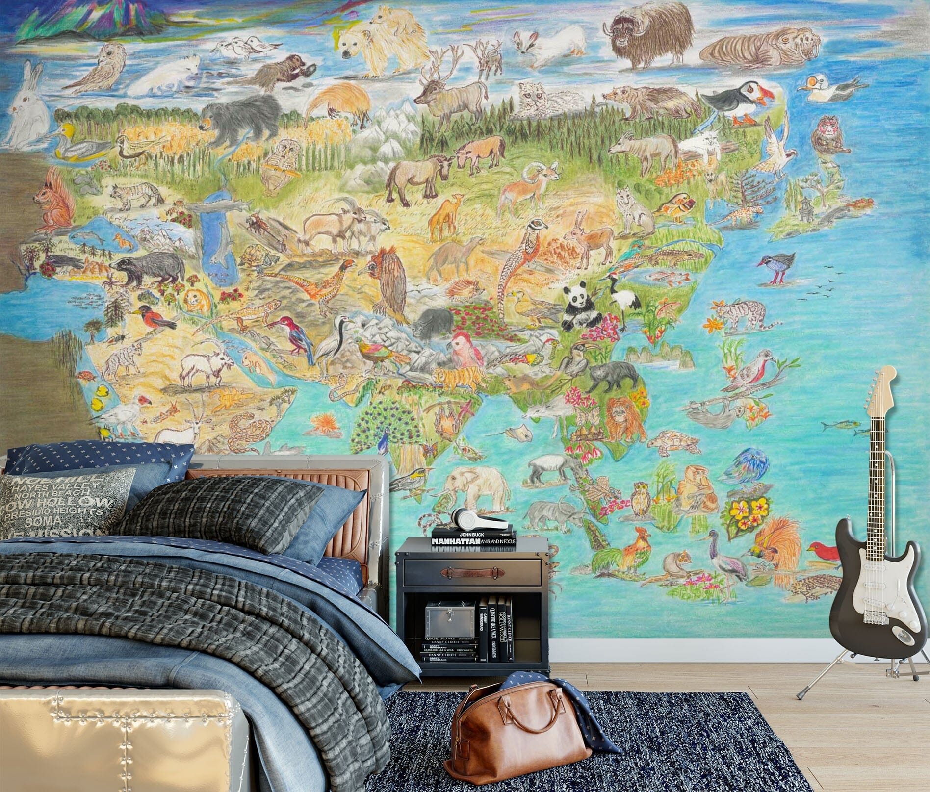 3D Animal Map 1399 Michael Sewell Wall Mural Wall Murals Wallpaper AJ Wallpaper 2 