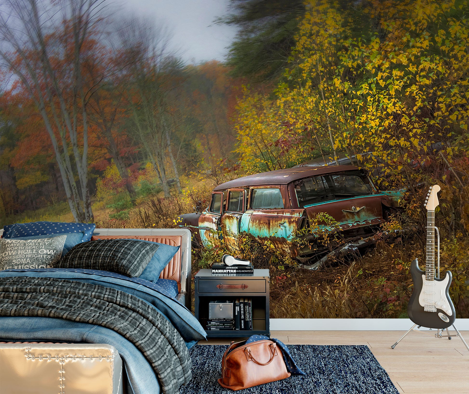 3D Jungle Scrap Car 85025 Jerry LoFaro Wall Mural Wall Murals