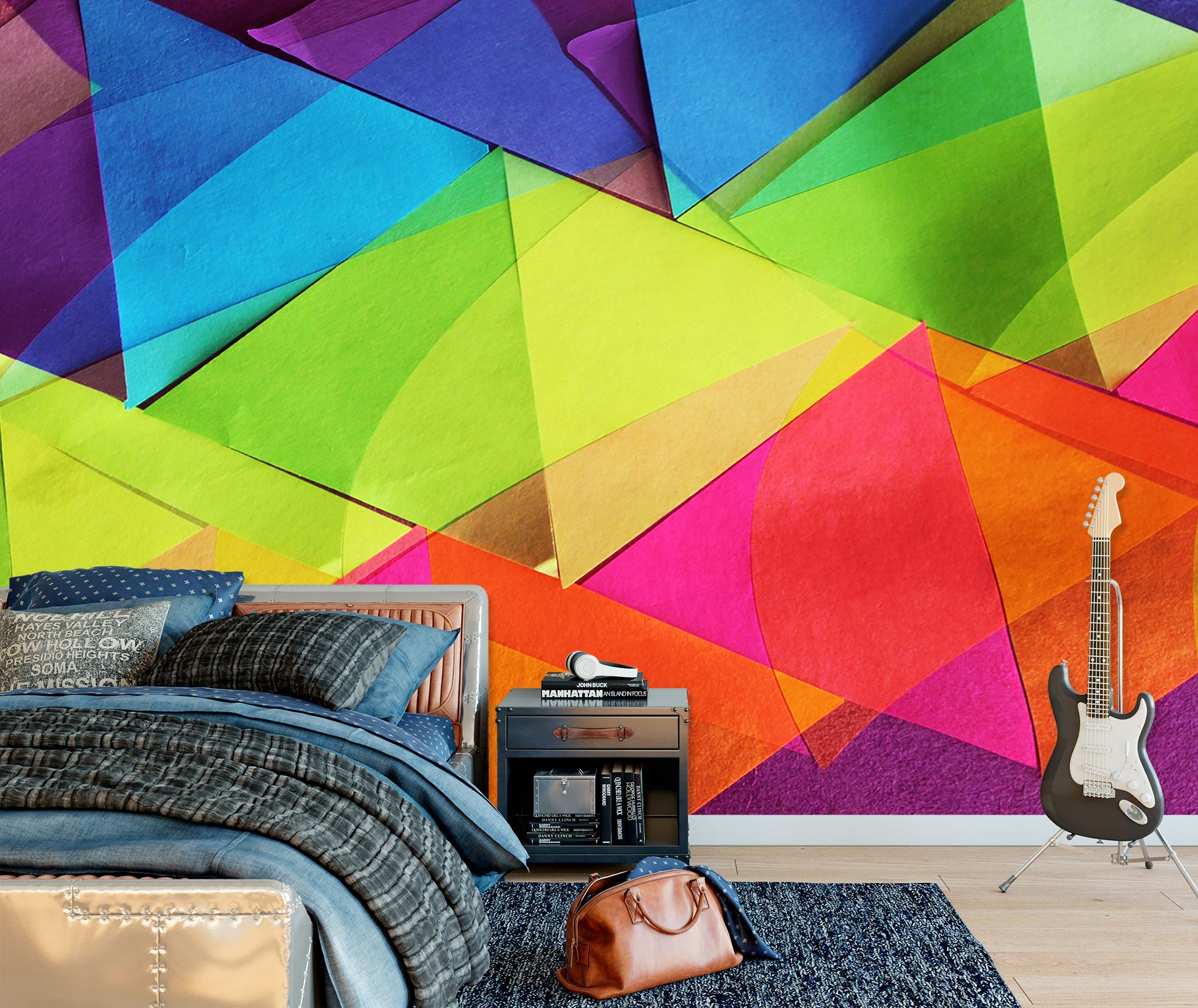 3D Colored Triangle 70120 Shandra Smith Wall Mural Wall Murals