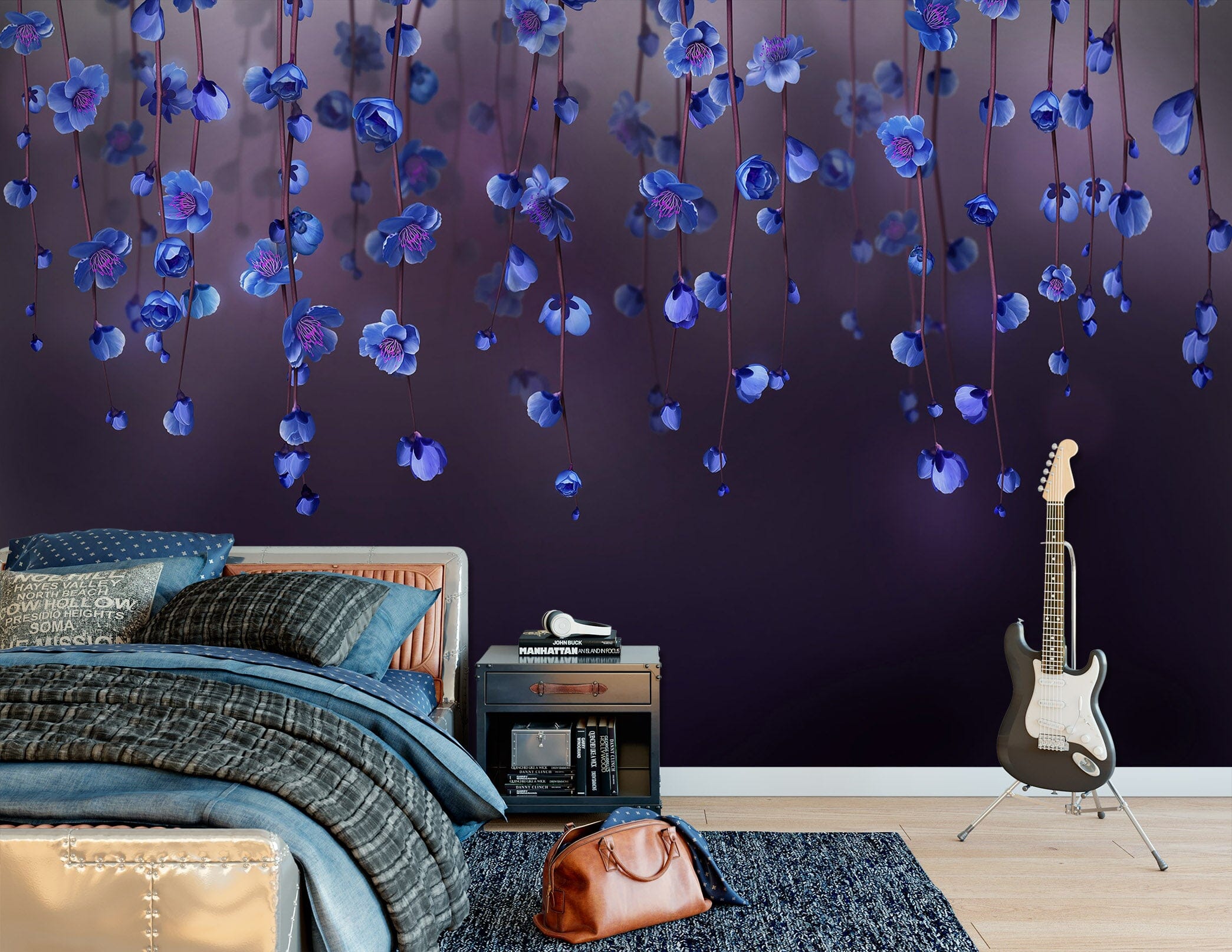 3D Purple Flower Vine 1759 Wall Murals Wallpaper AJ Wallpaper 2 