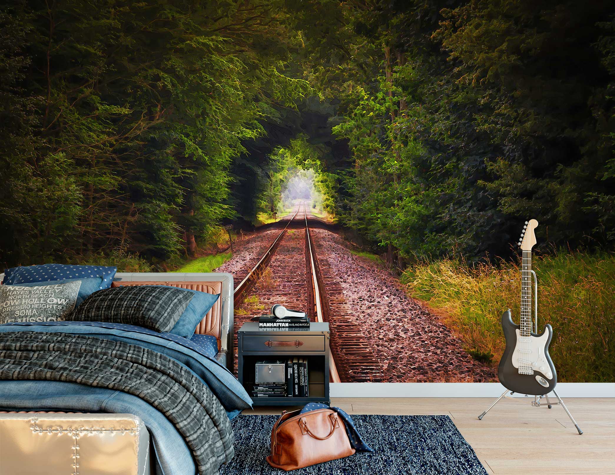 3D Train Track Woods 91111 Alius Herb Wall Mural Wall Murals