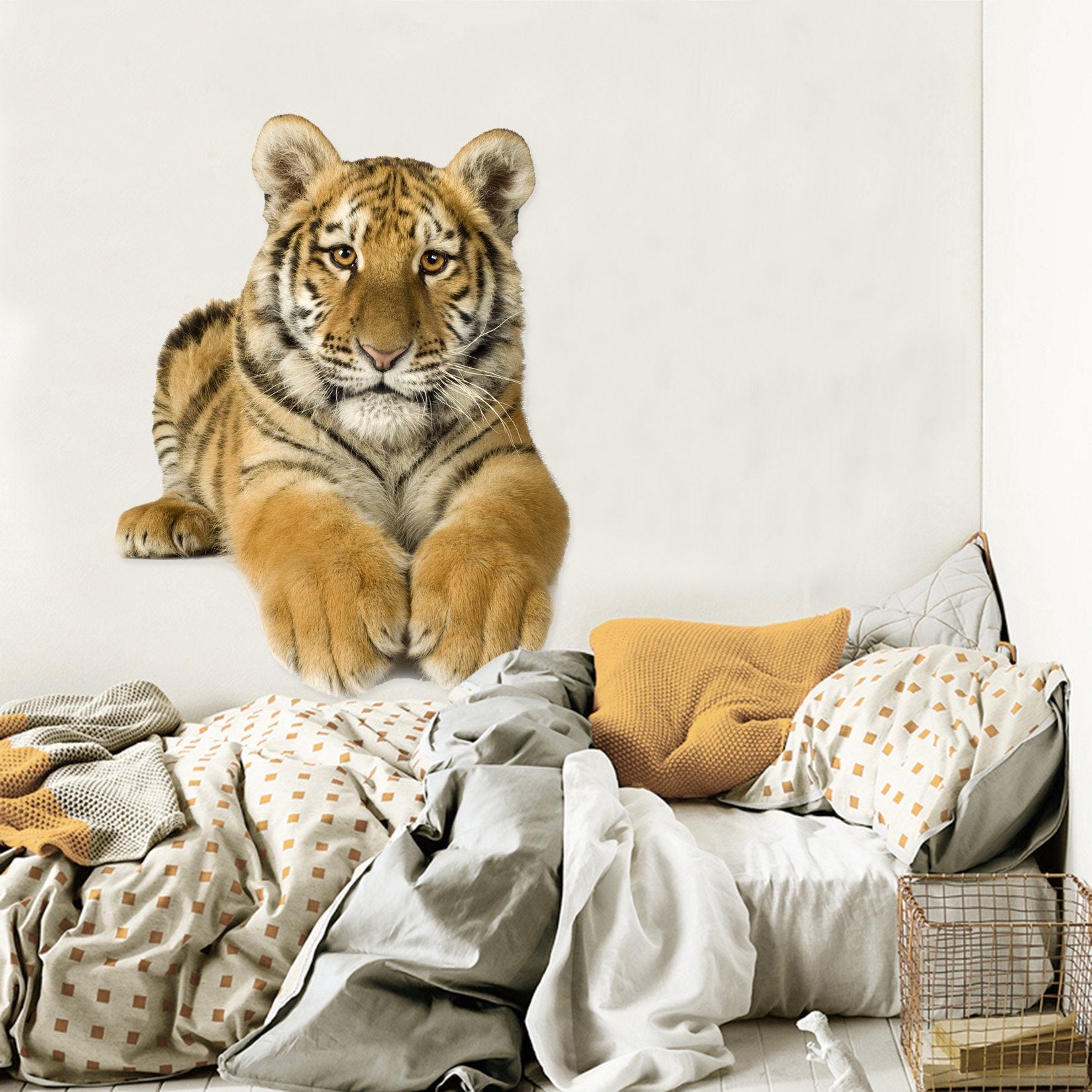 3D Leg Stretched Tiger 174 Animals Wall Stickers Wallpaper AJ Wallpaper 