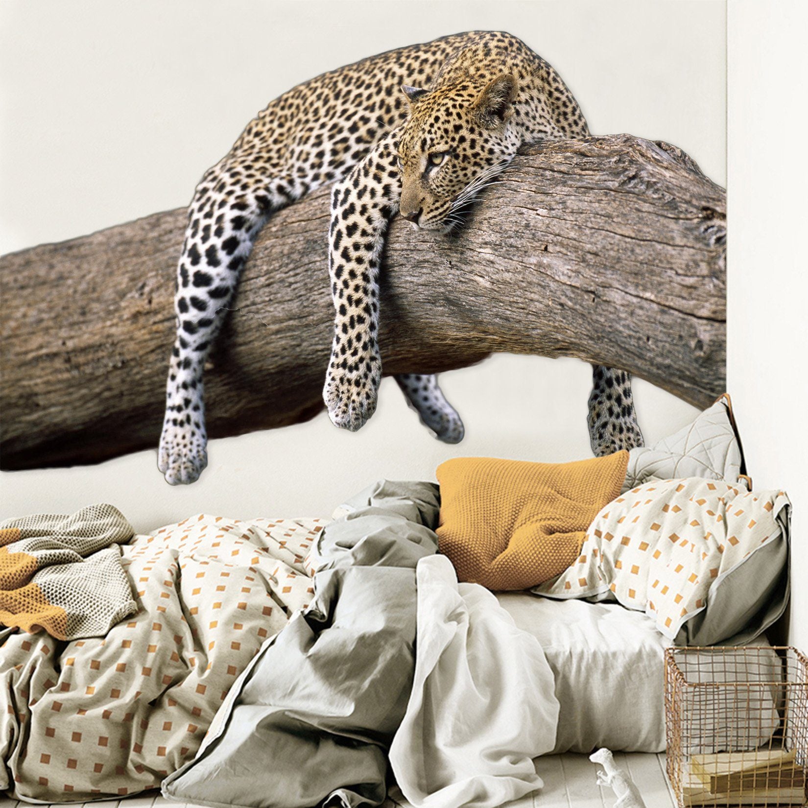 3D Leopard Lying On The Tree 011 Animals Wall Stickers Wallpaper AJ Wallpaper 