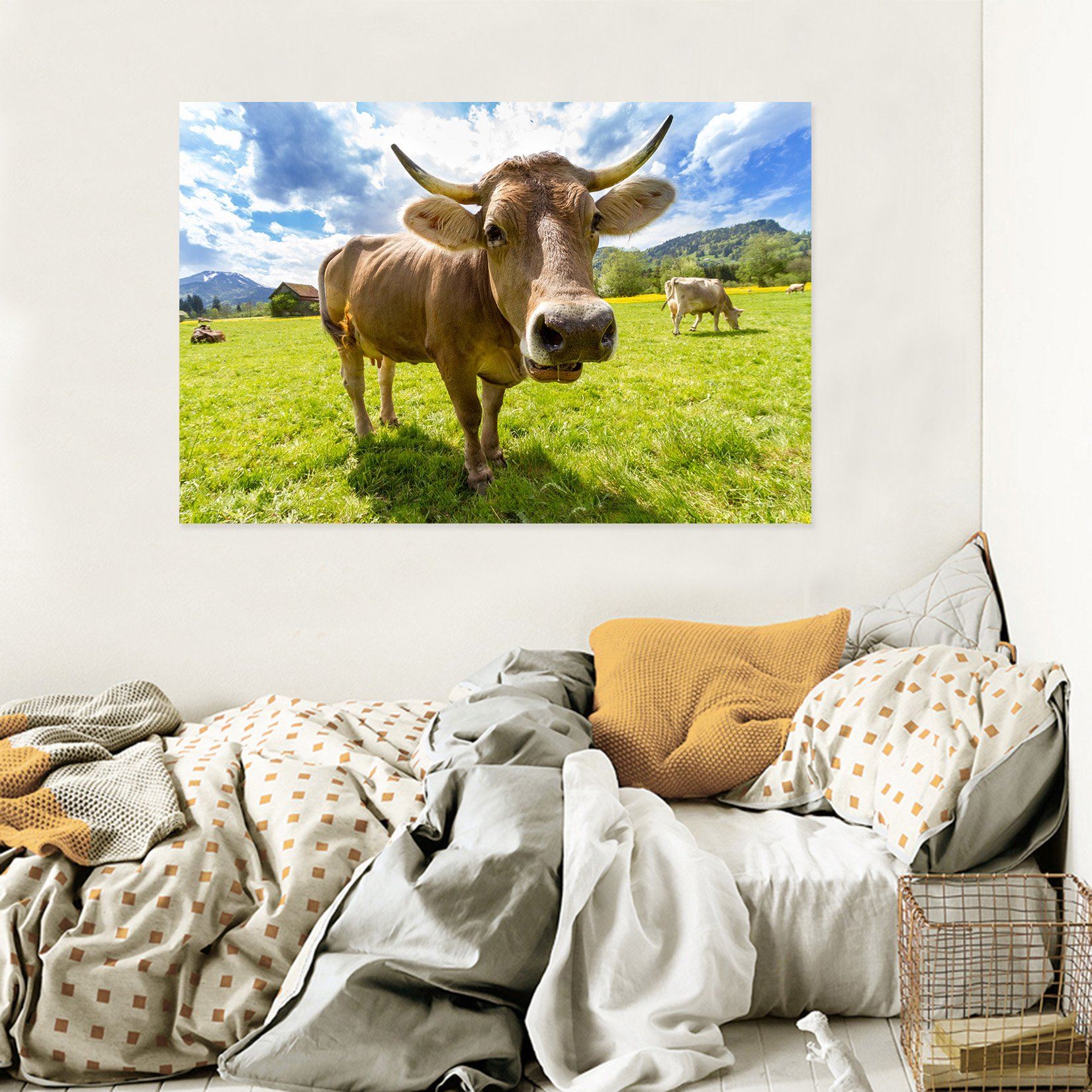 3D Prairie Cow Head 33 Animal Wall Stickers Wallpaper AJ Wallpaper 2 