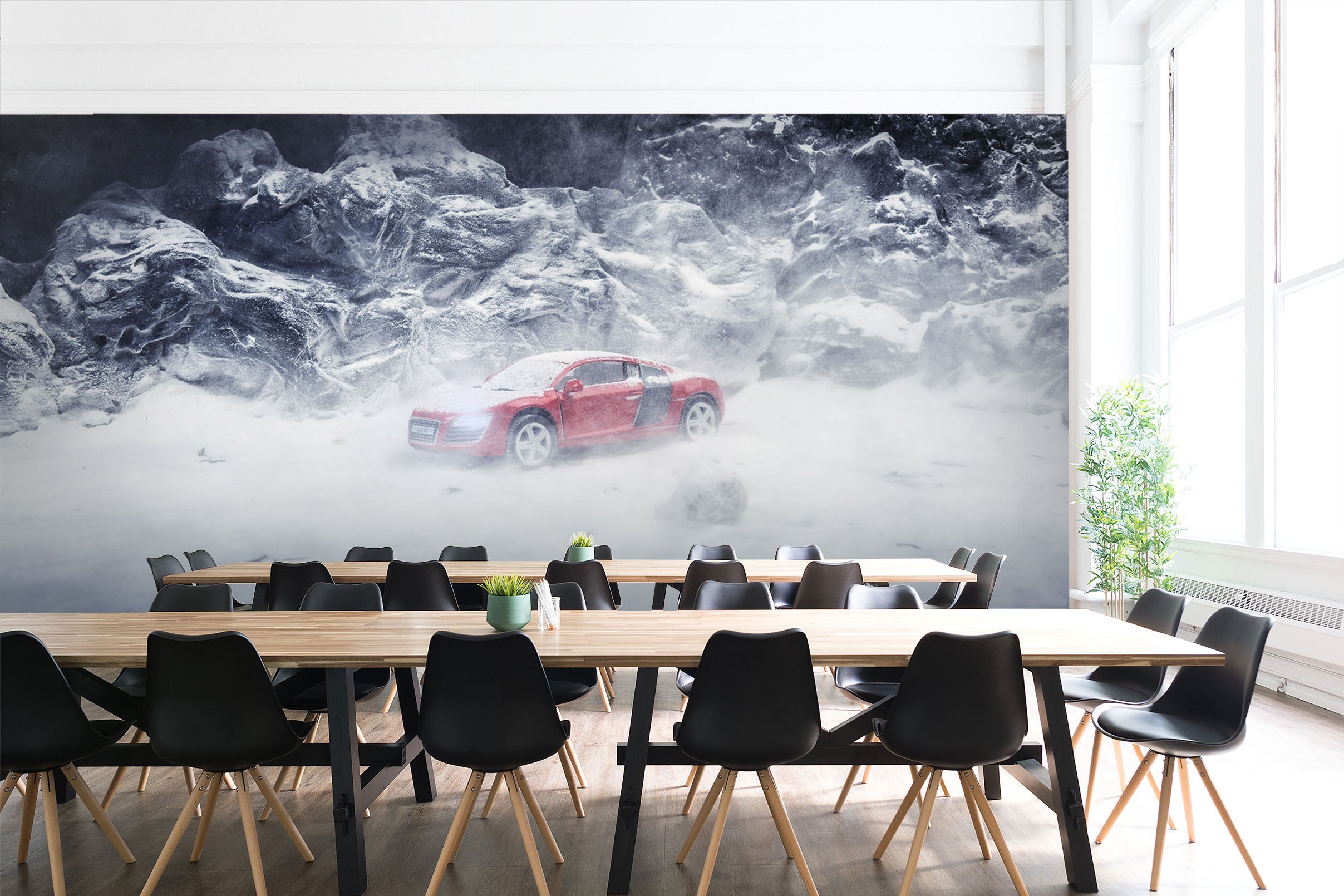 3D White Snow Car 191 Vehicle Wall Murals