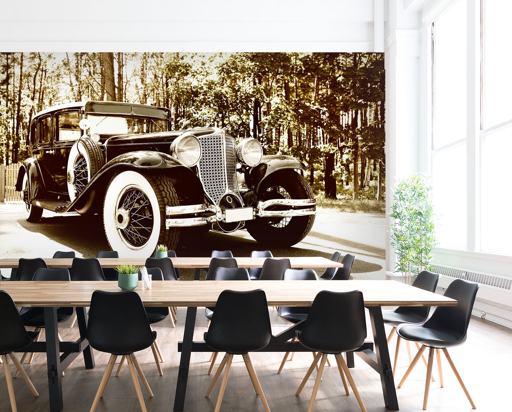 3D Classic Car Forest 299 Vehicle Wall Murals