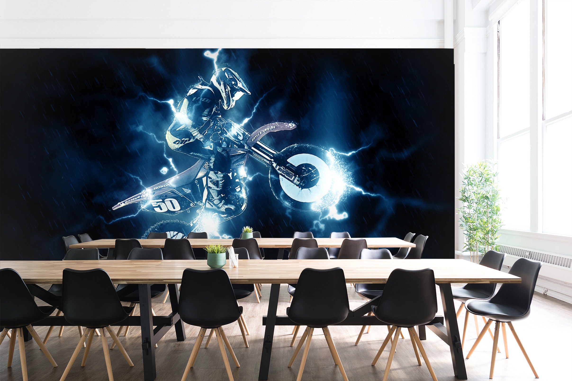 3D Lightning Motorcycl 050 Vehicle Wall Murals
