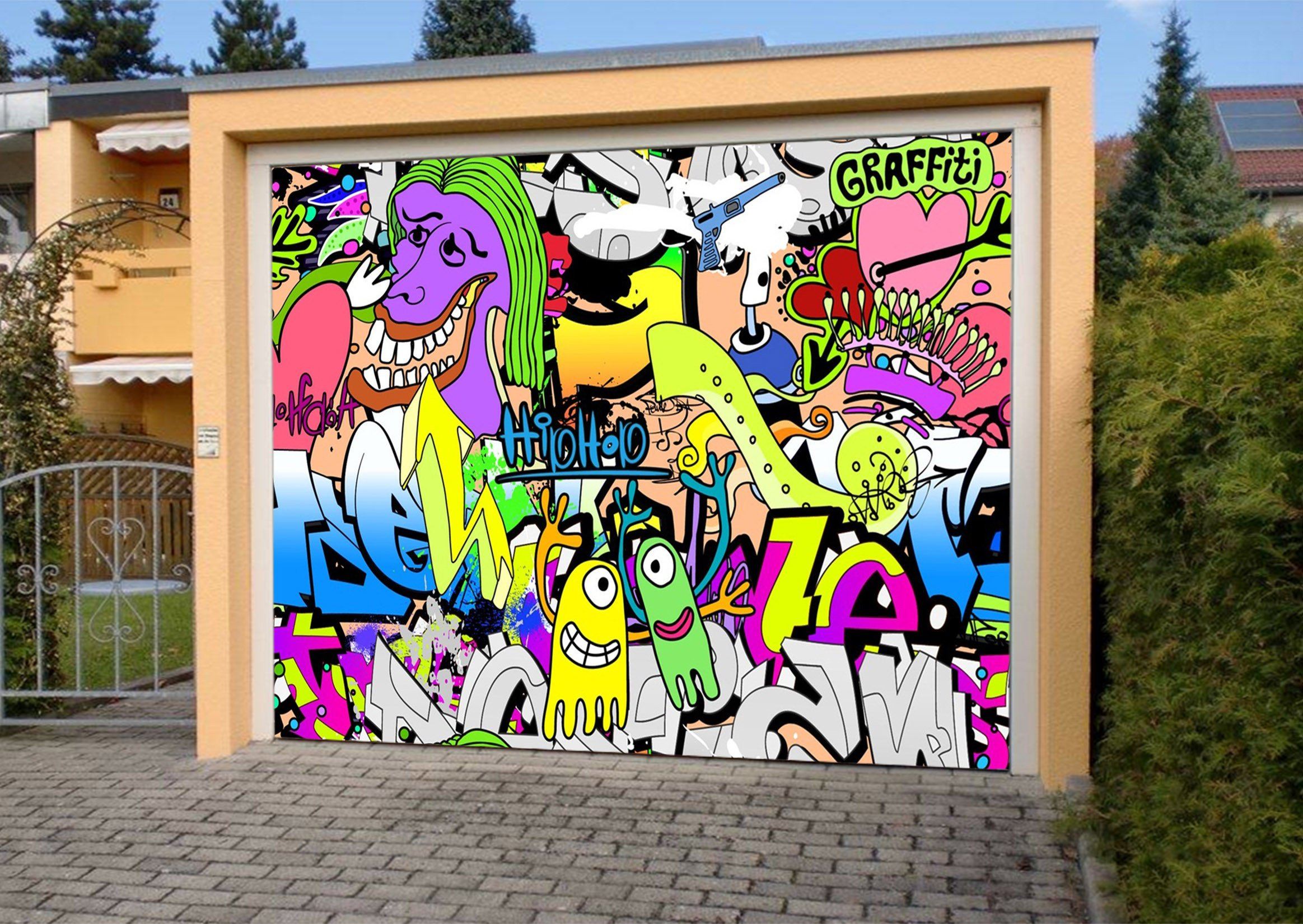 3D Pretty Graffiti 06 Garage Door Mural Wallpaper AJ Wallpaper 