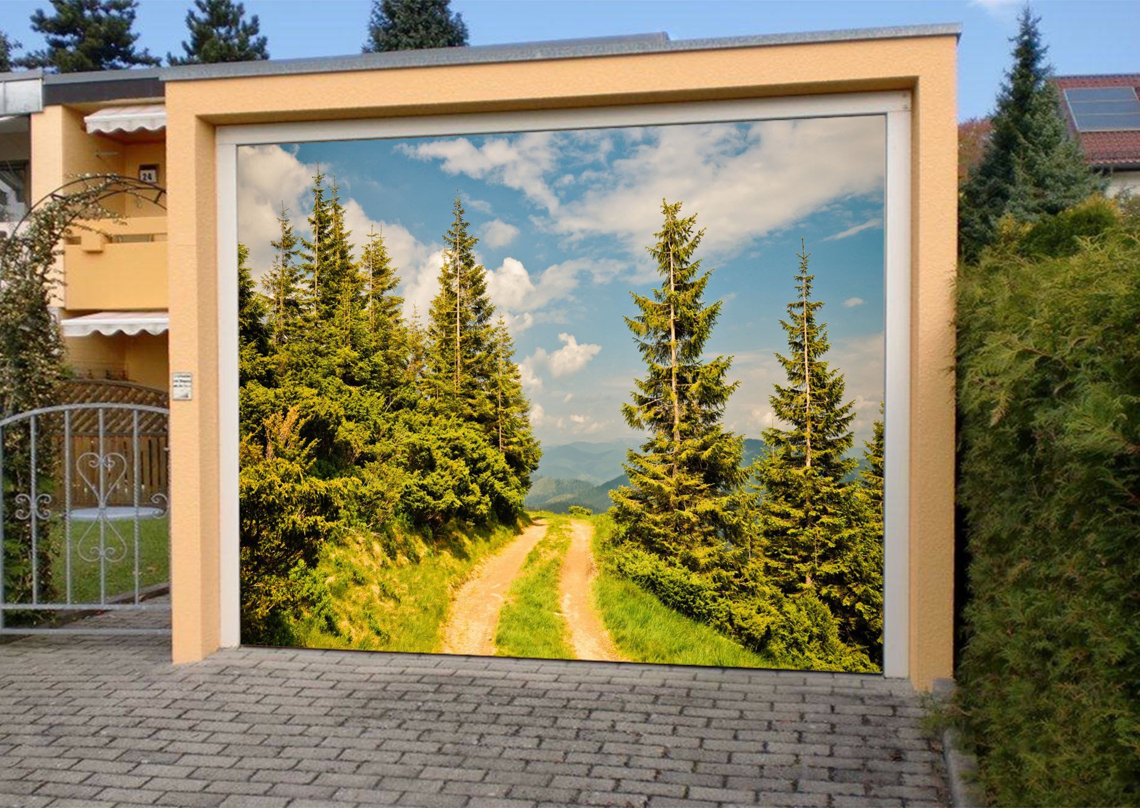 3D Mountain Road Trees 25 Garage Door Mural Wallpaper AJ Wallpaper 