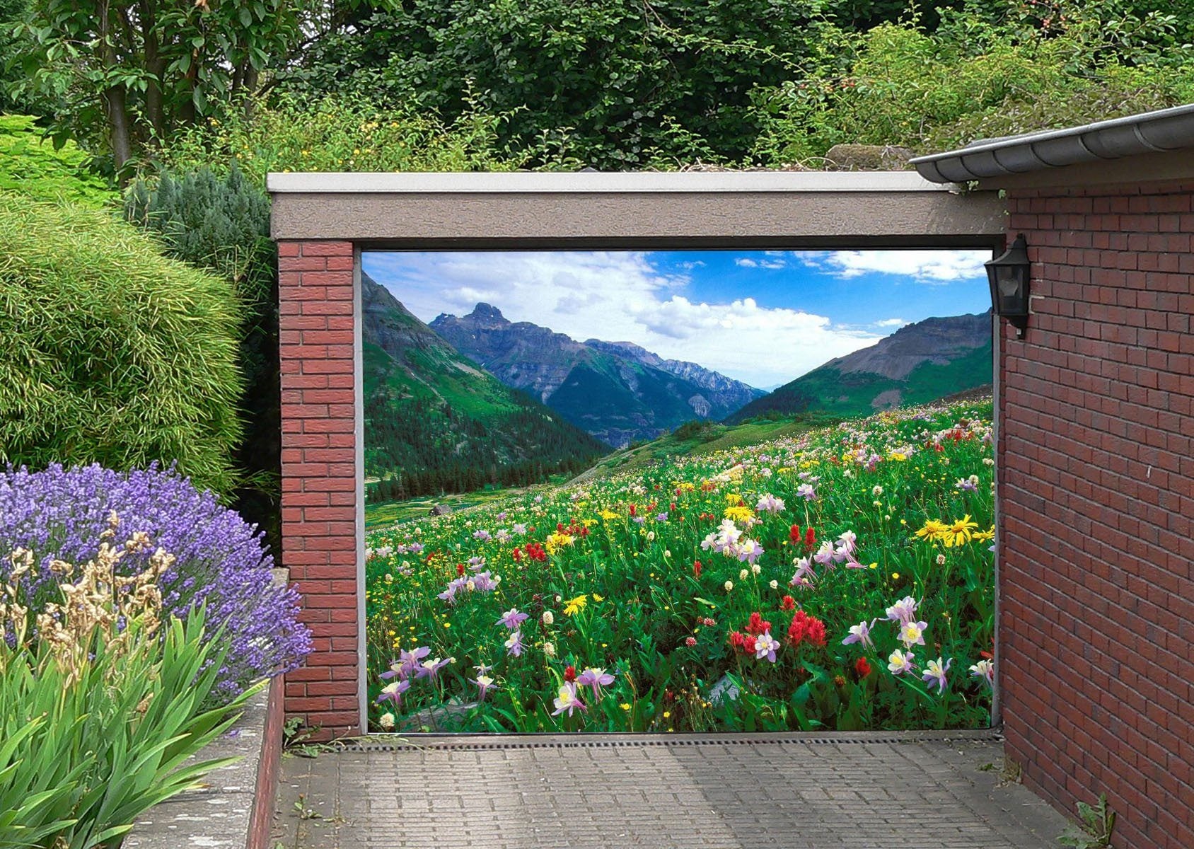3D Mountain Flowers 115 Garage Door Mural Wallpaper AJ Wallpaper 