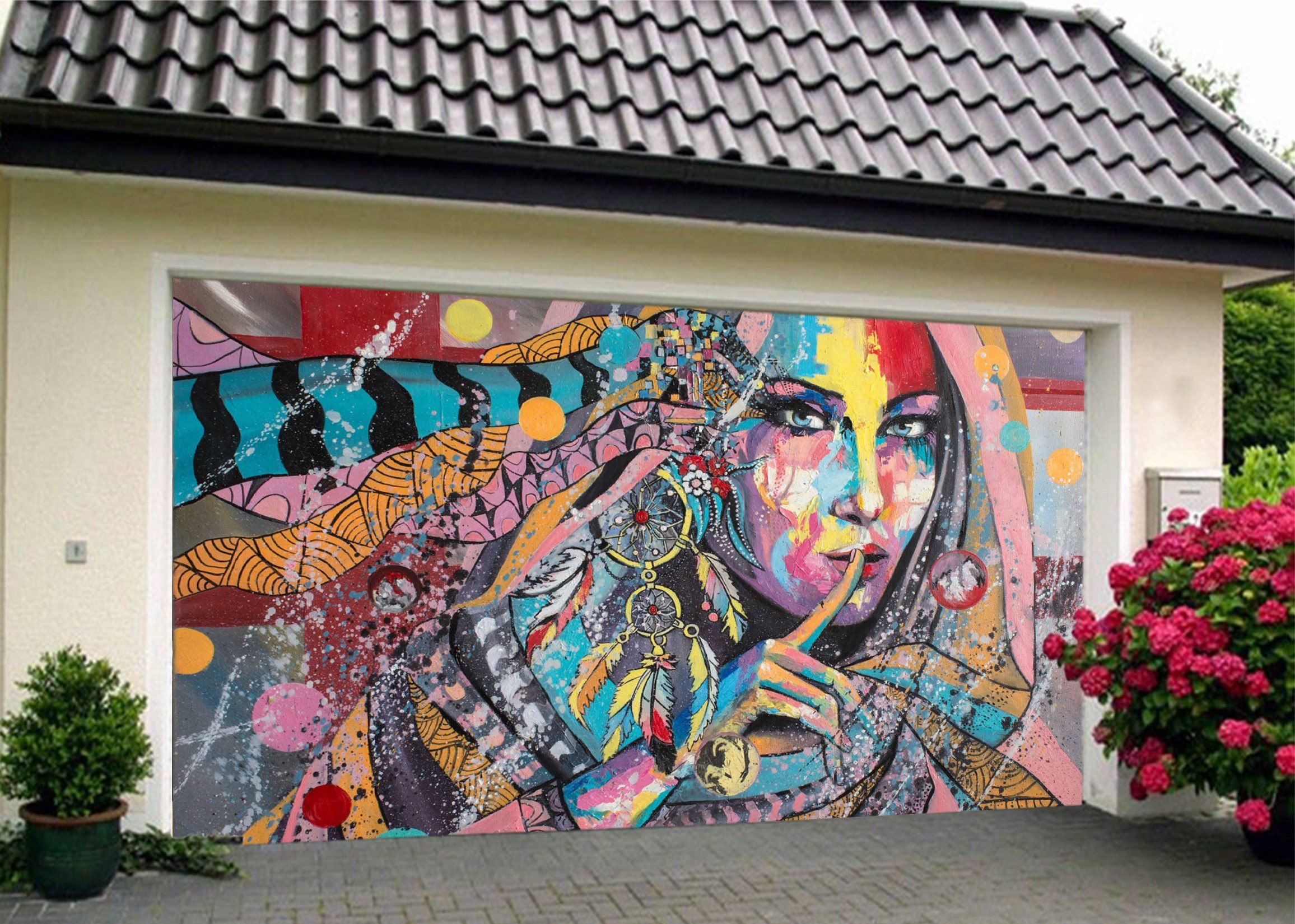 3D Graffiti Pretty Girl 417 Garage Door Mural Wallpaper AJ Wallpaper 