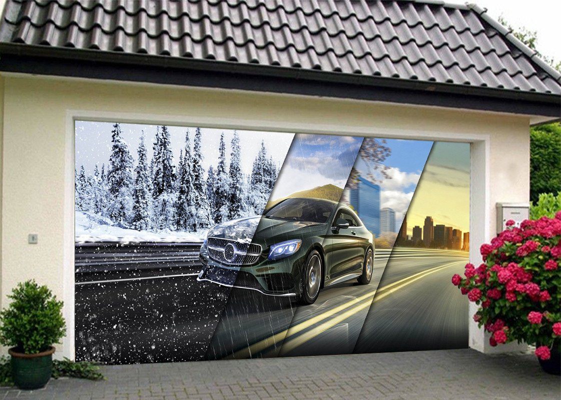 3D Car Four Seasons 245 Garage Door Mural Wallpaper AJ Wallpaper 