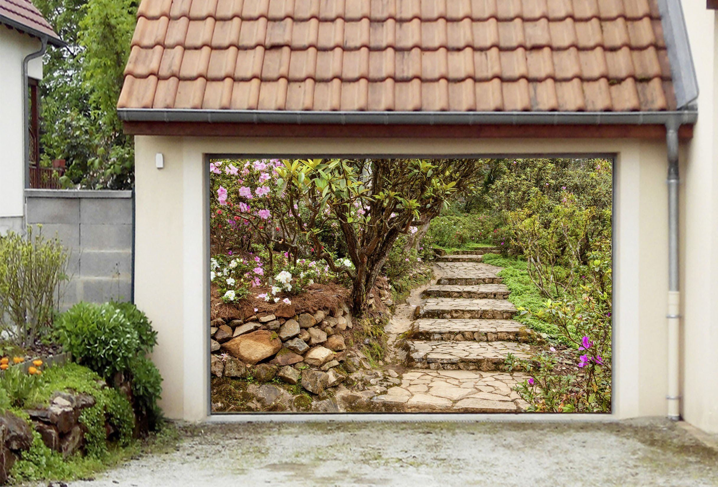 3D Garden Stone Stairs 307 Garage Door Mural Wallpaper AJ Wallpaper 